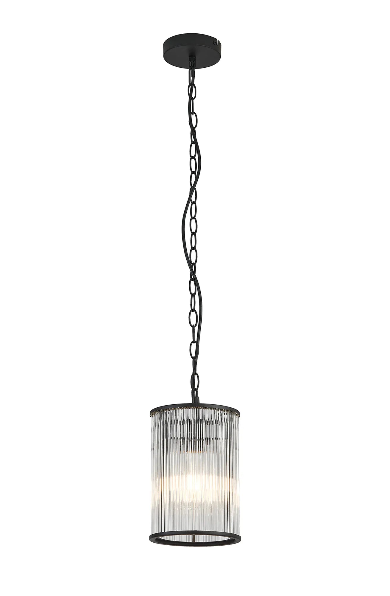 Eden Chain Single Pendant With Glass Rod Shade, 1 x E27- Various Finishes