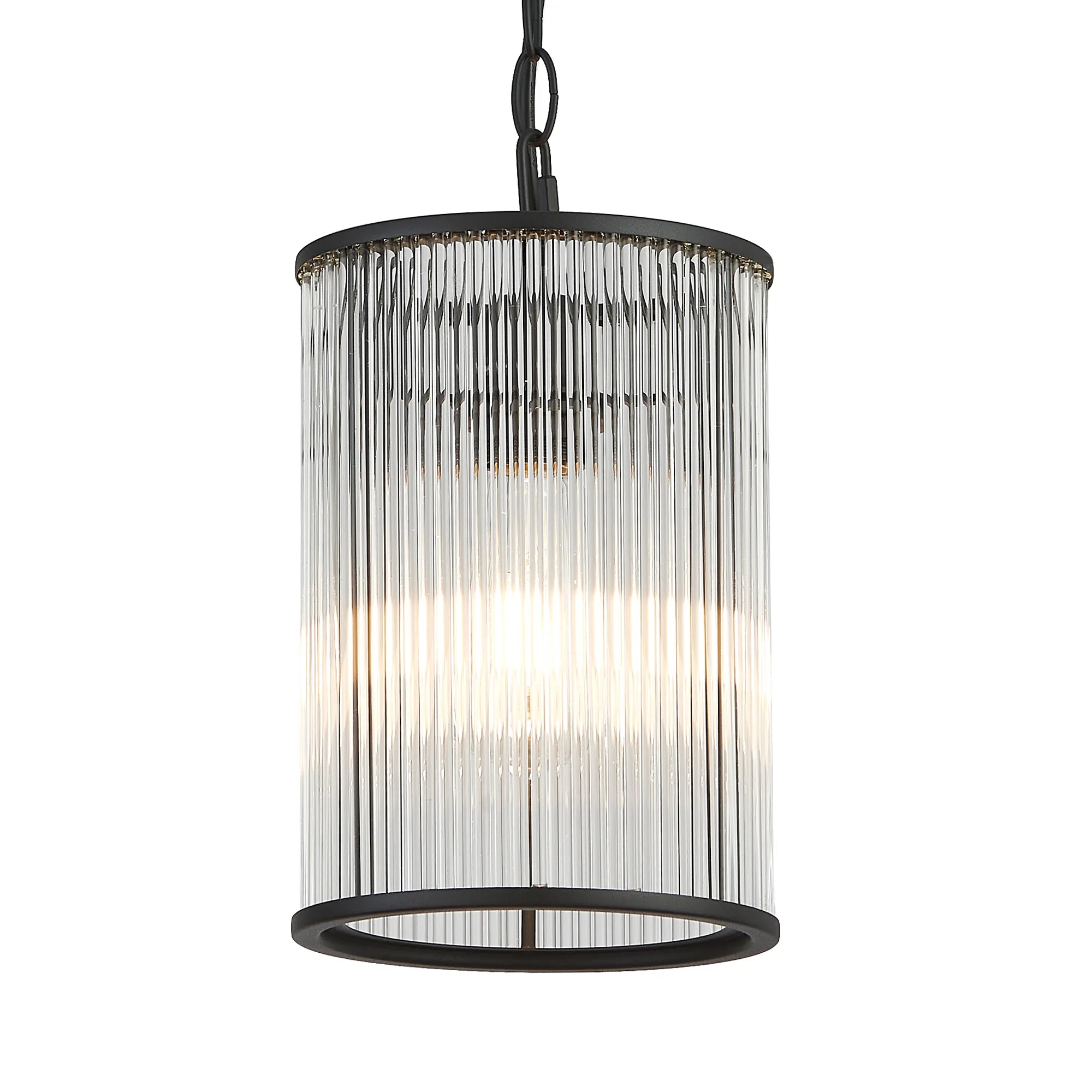 Eden Chain Single Pendant With Glass Rod Shade, 1 x E27- Various Finishes