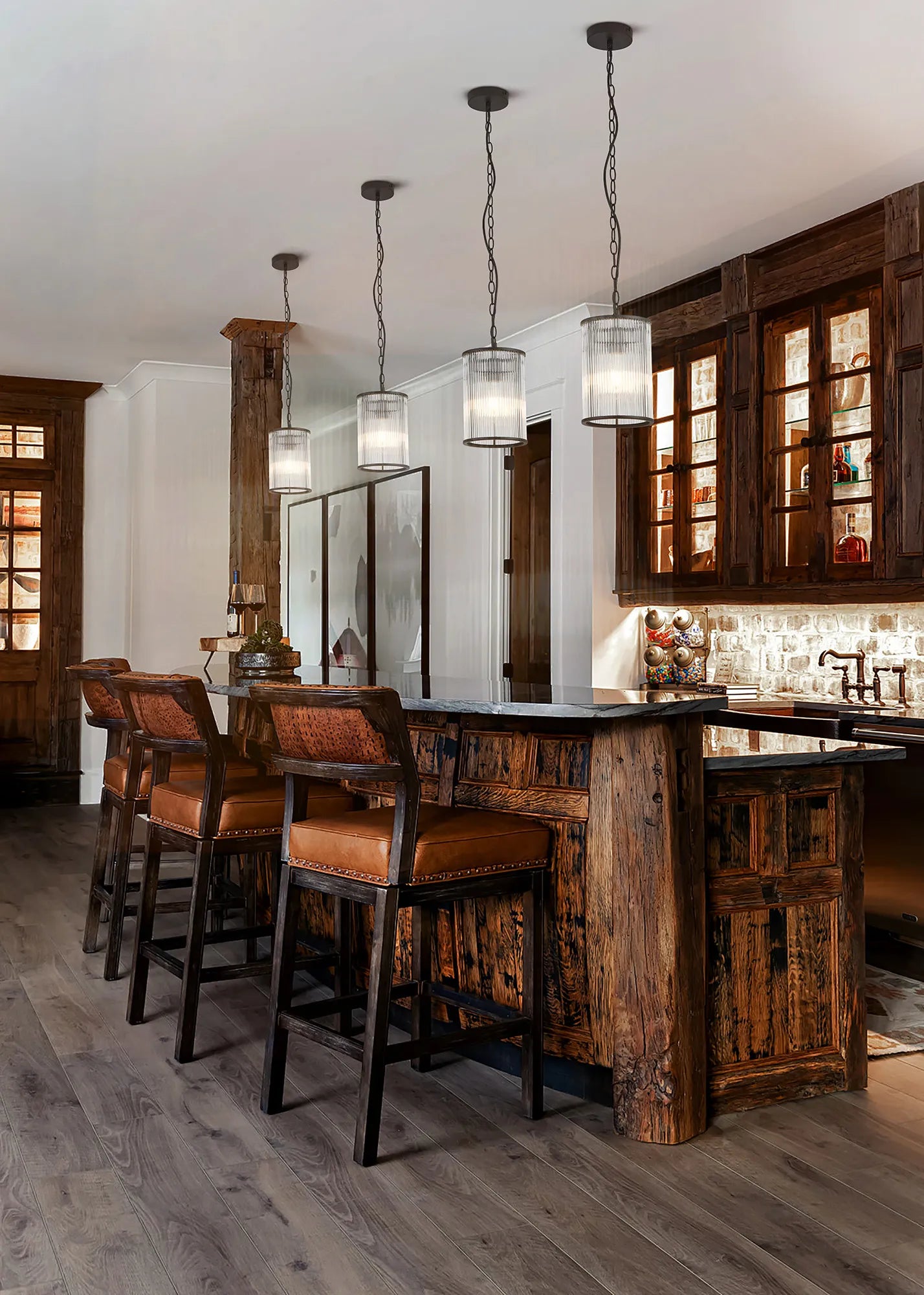 Eden Chain Single Pendant With Glass Rod Shade, 1 x E27- Various Finishes