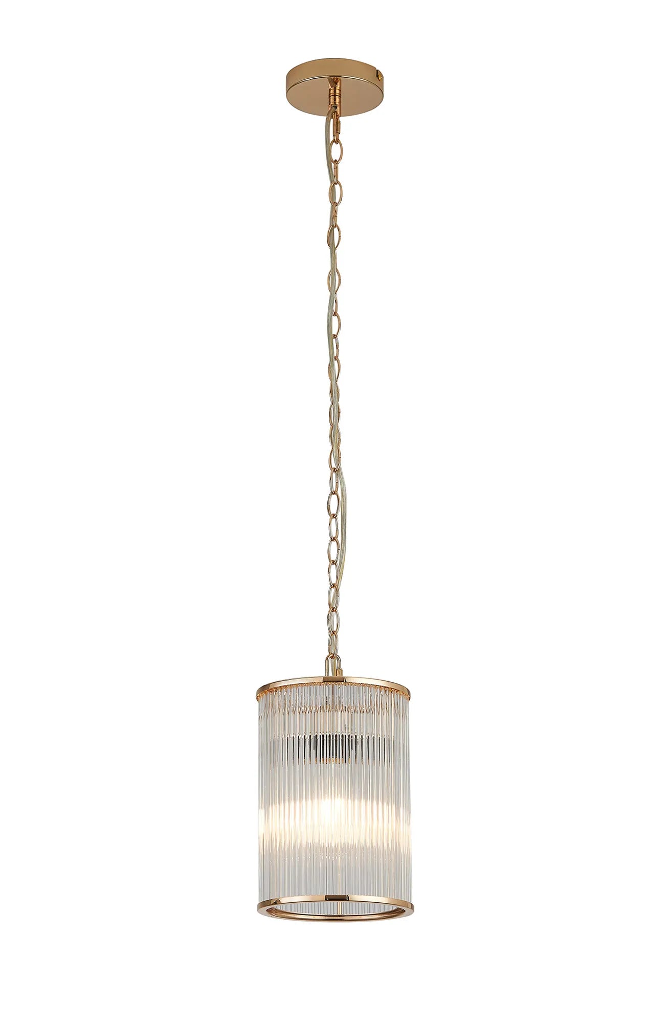 Eden Chain Single Pendant With Glass Rod Shade, 1 x E27- Various Finishes