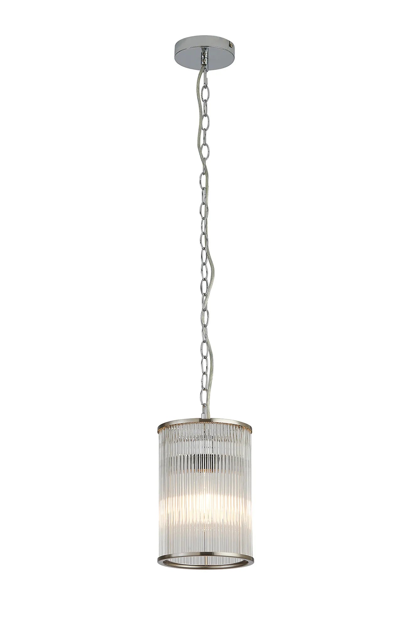 Eden Chain Single Pendant With Glass Rod Shade, 1 x E27- Various Finishes