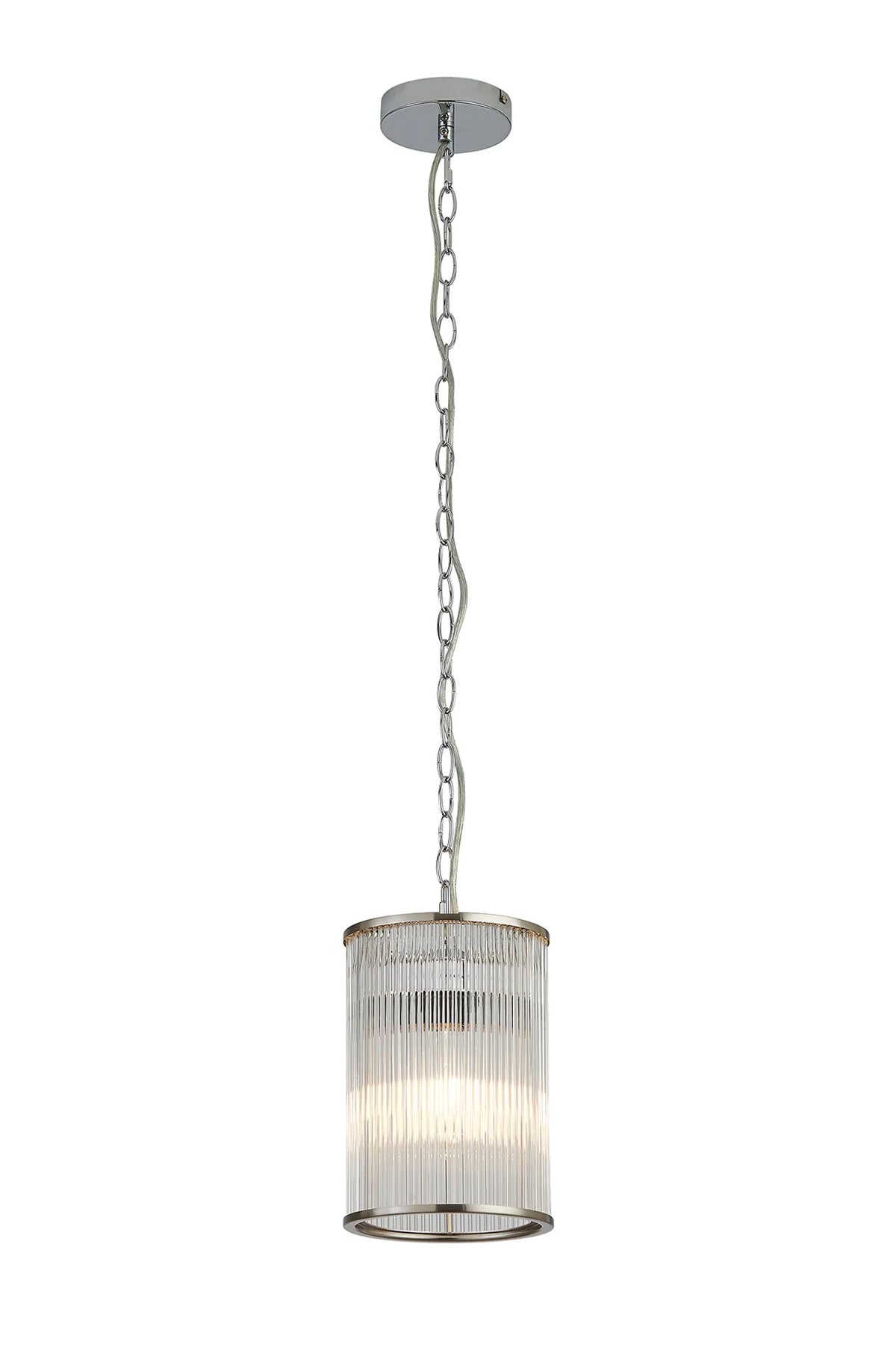 Eden Chain Single Pendant With Glass Rod Shade, 1 x E27- Various Finishes