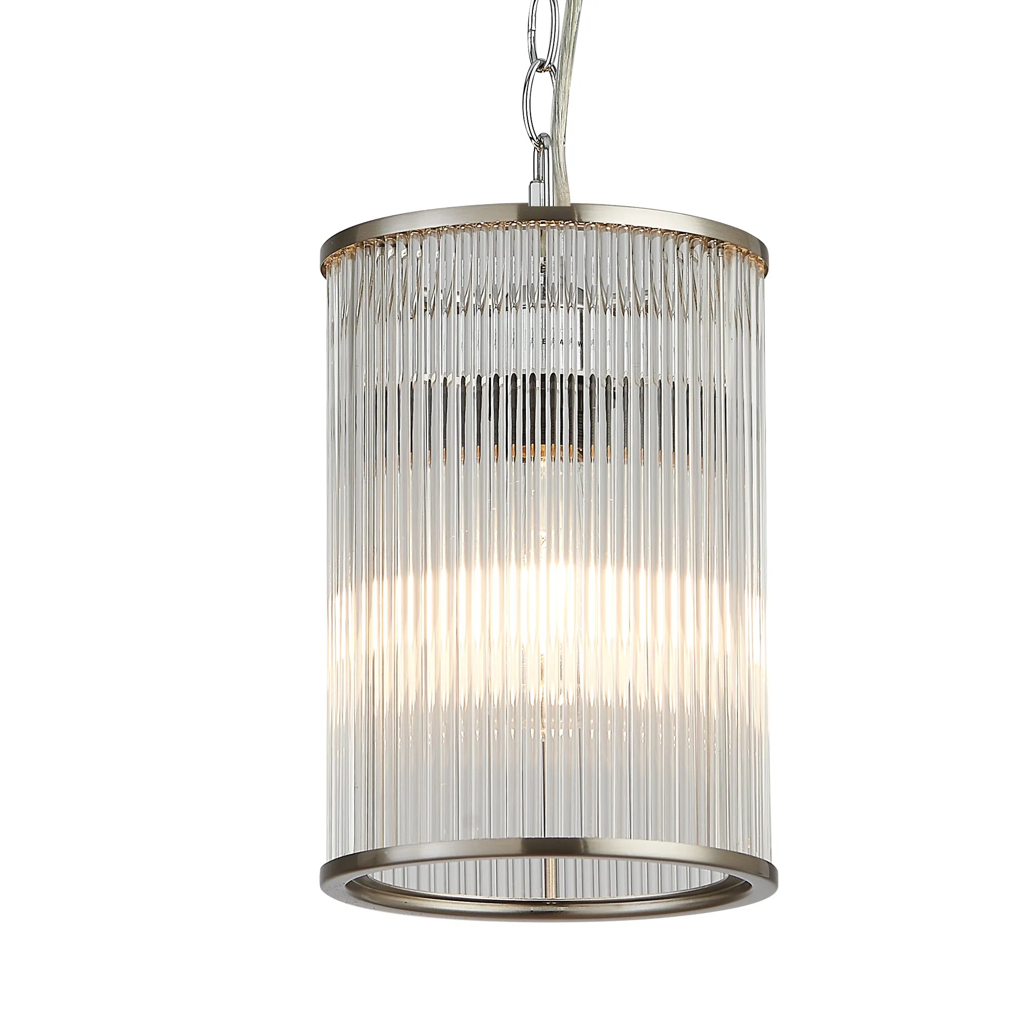Eden Chain Single Pendant With Glass Rod Shade, 1 x E27- Various Finishes