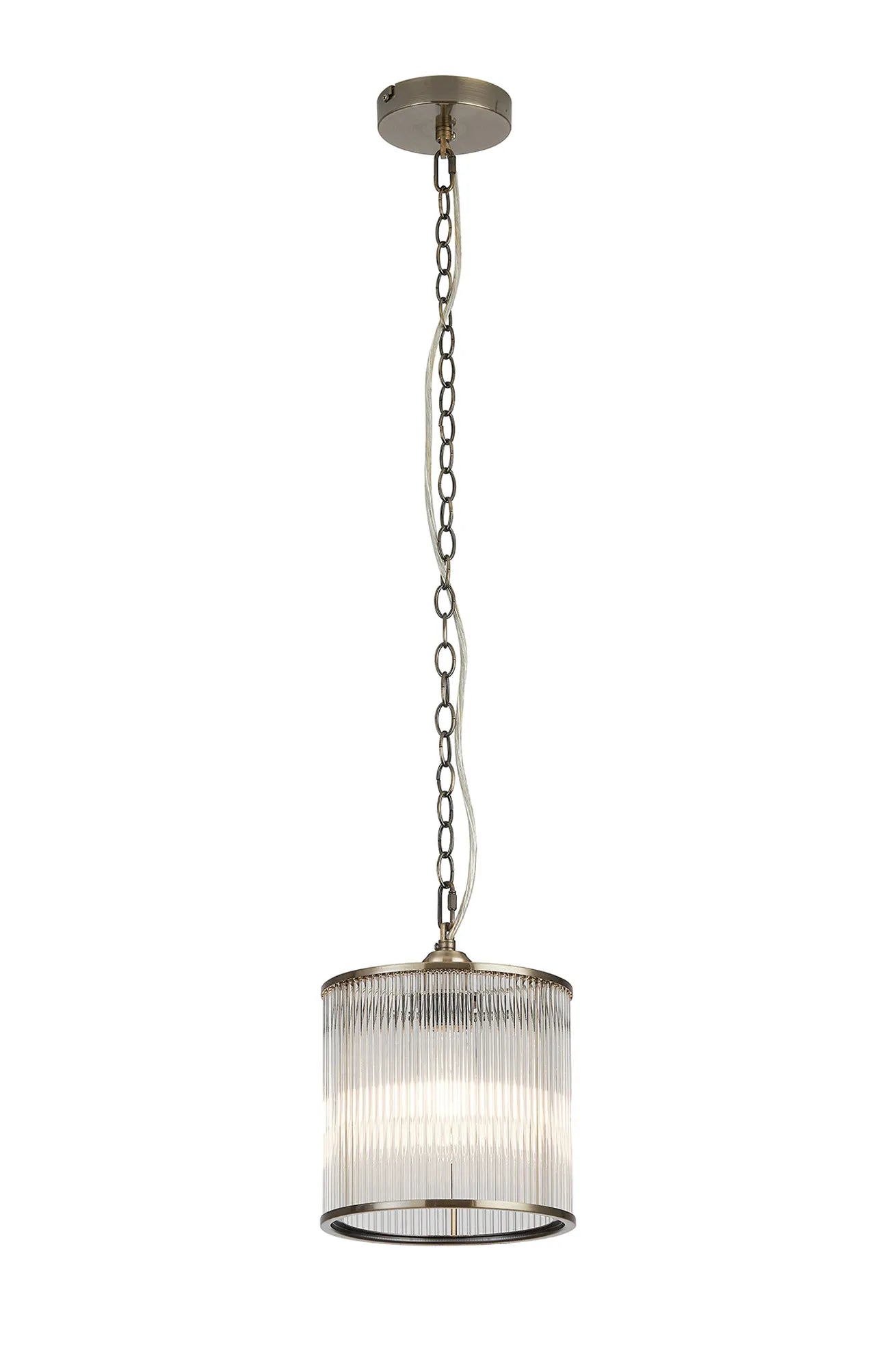 Eden Chain Single Pendant With Glass Rod Shade, 1 x E27- Various Finishes