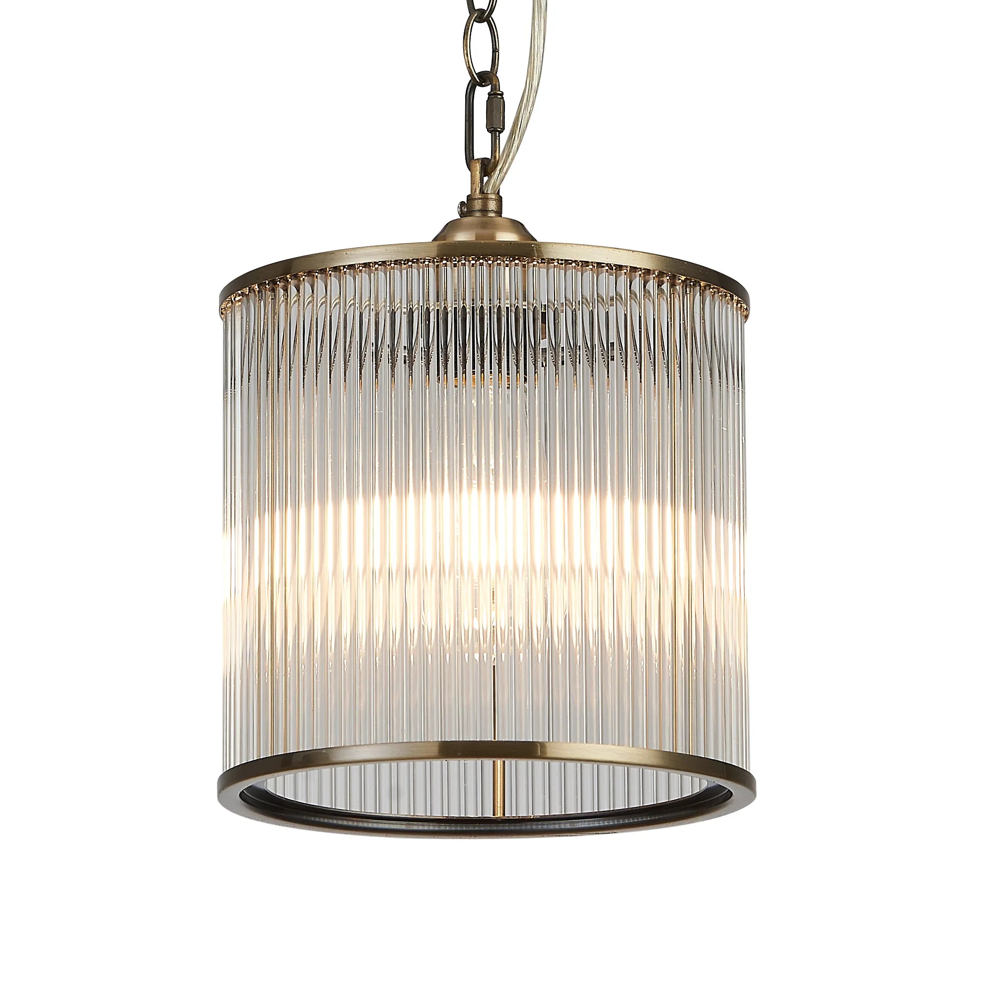 Eden Chain Single Pendant With Glass Rod Shade, 1 x E27- Various Finishes