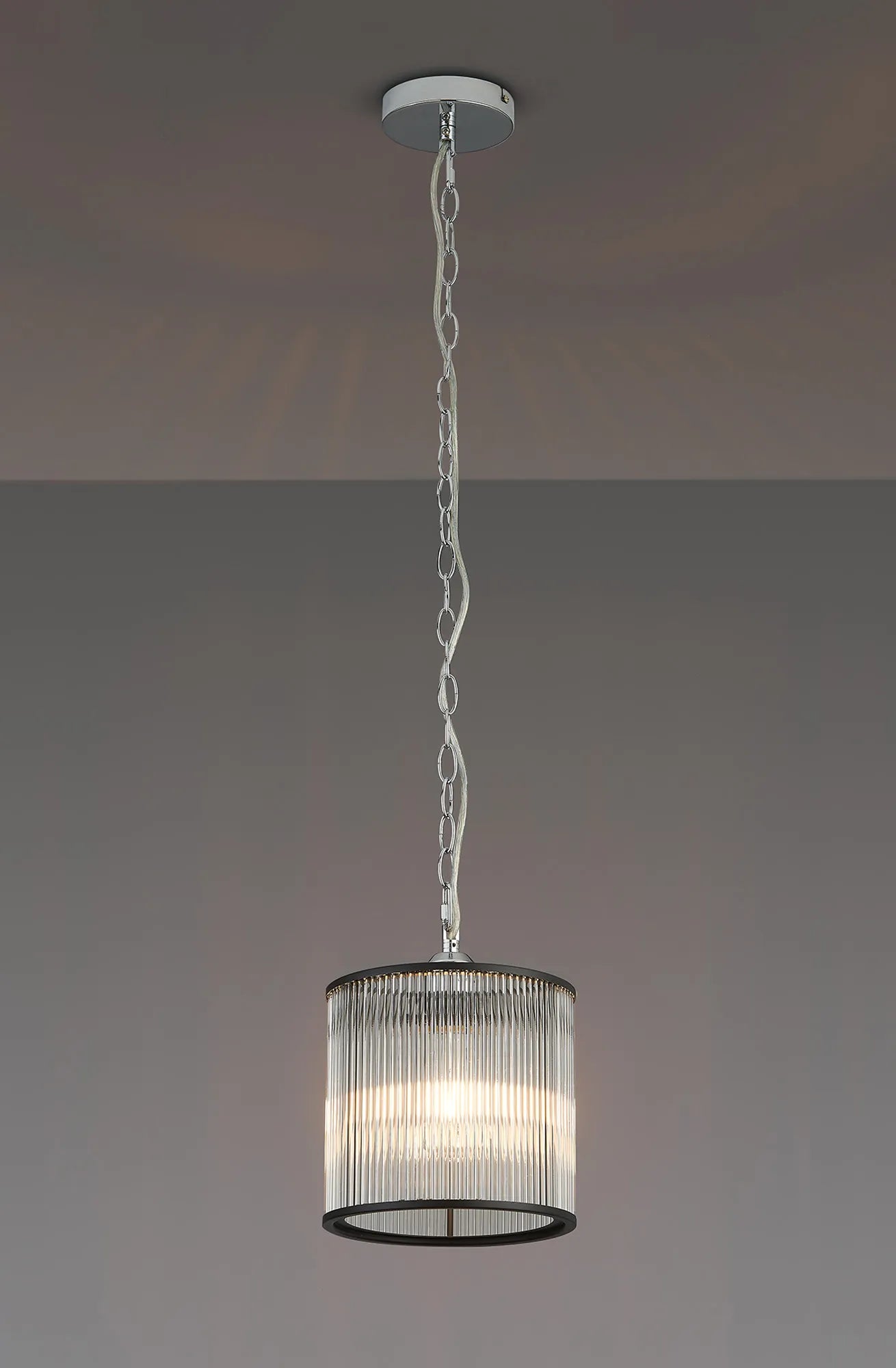 Eden Chain Single Pendant With Glass Rod Shade, 1 x E27- Various Finishes
