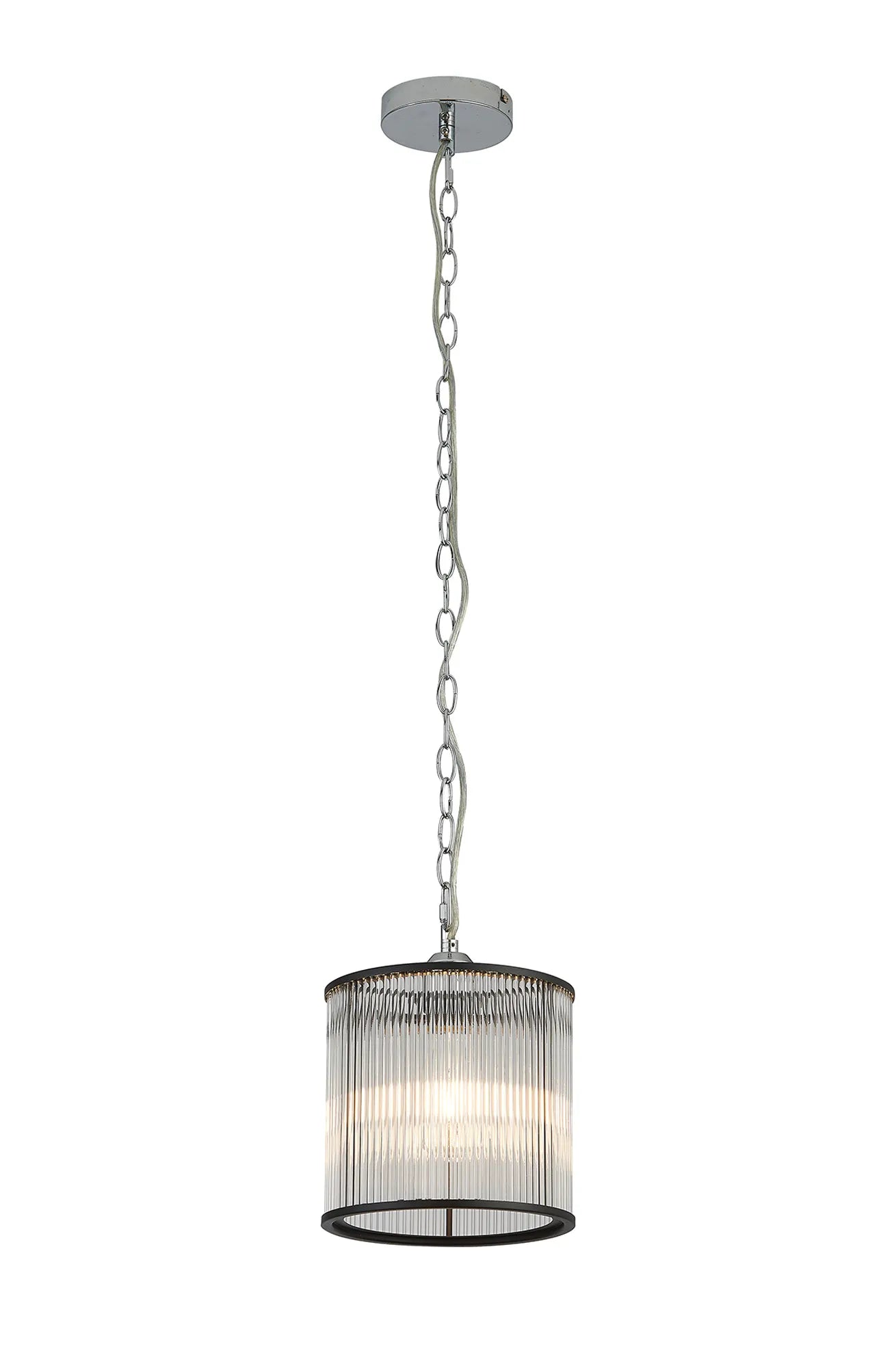 Eden Chain Single Pendant With Glass Rod Shade, 1 x E27- Various Finishes