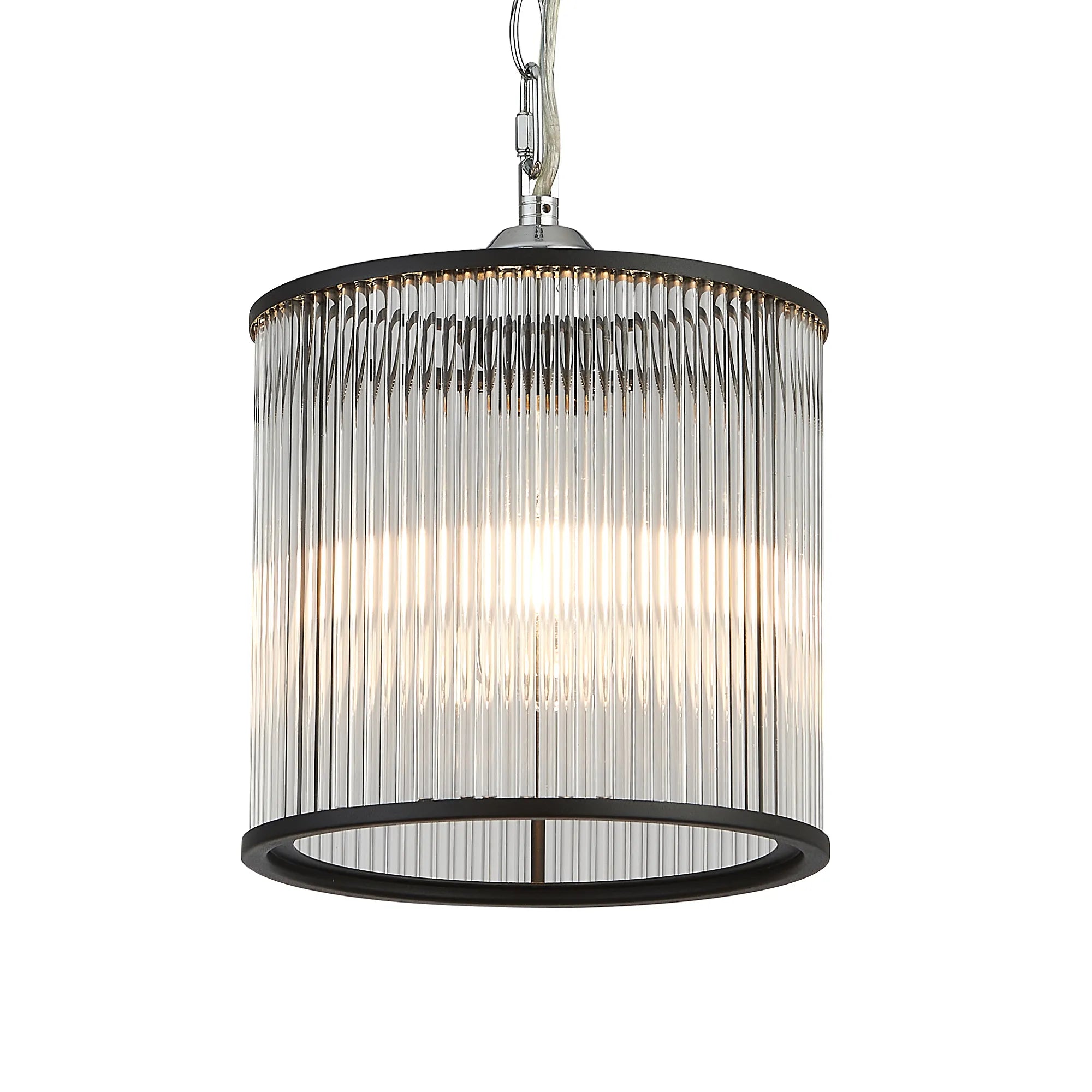 Eden Chain Single Pendant With Glass Rod Shade, 1 x E27- Various Finishes