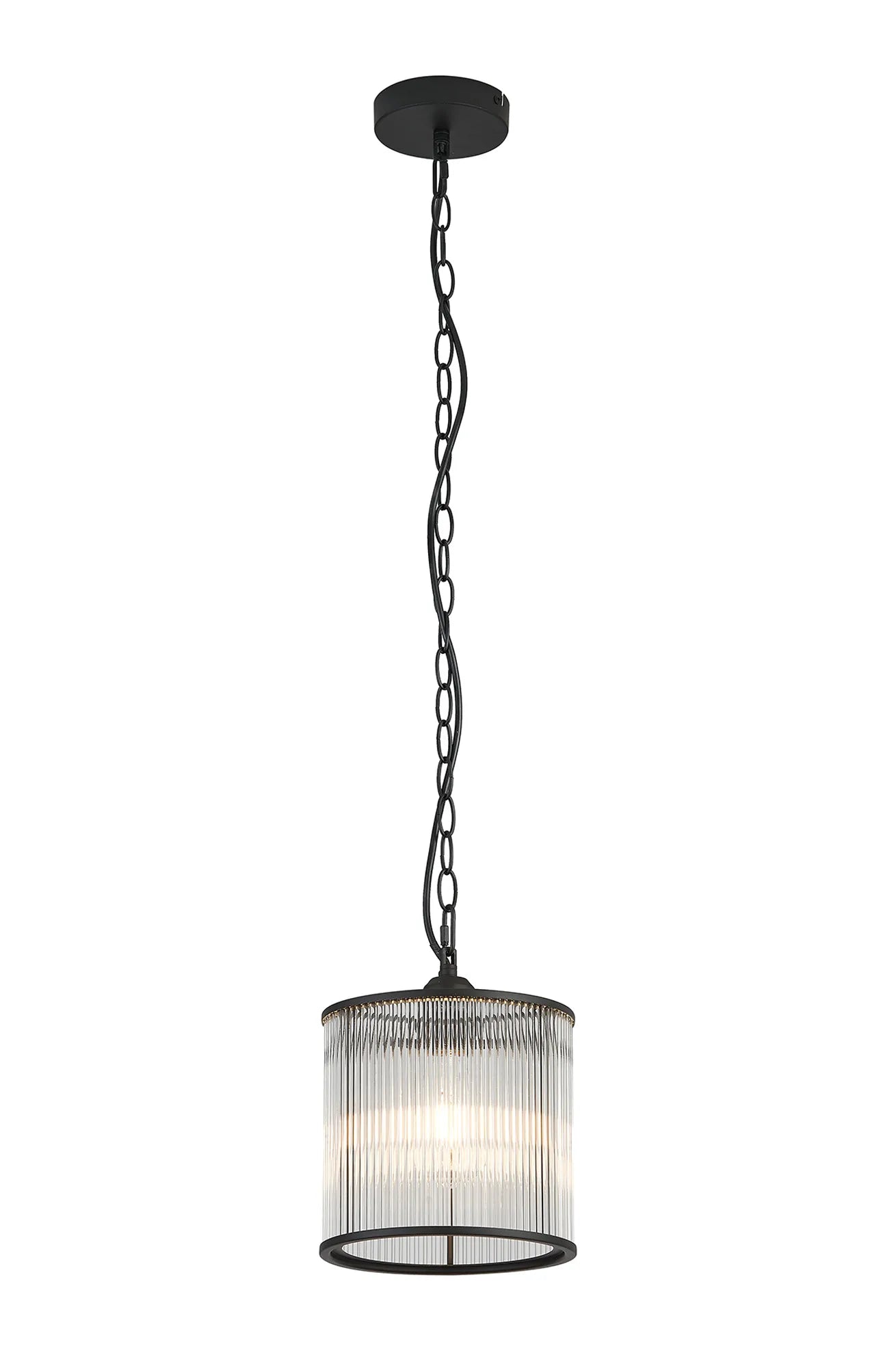 Eden Chain Single Pendant With Glass Rod Shade, 1 x E27- Various Finishes