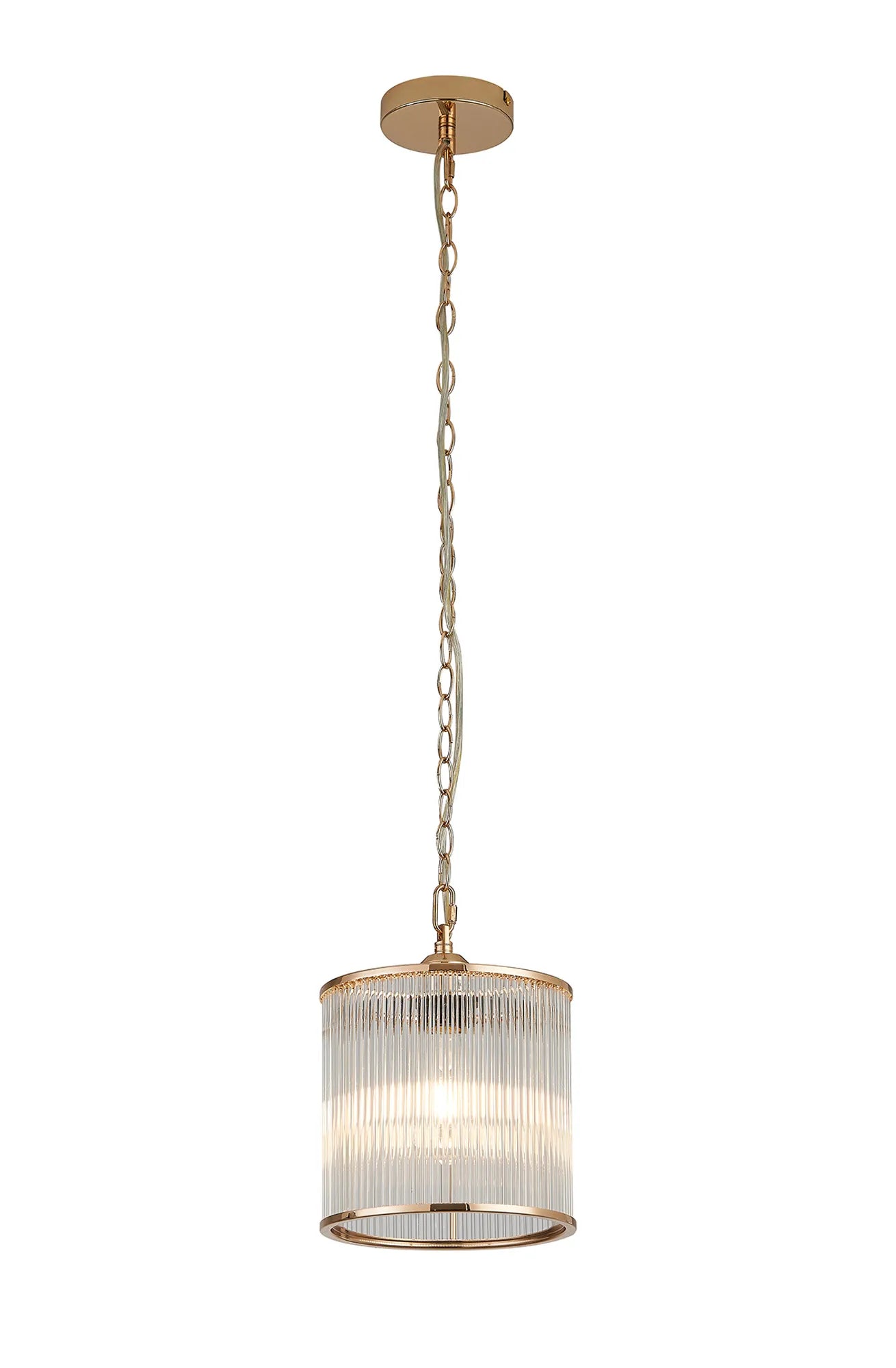 Eden Chain Single Pendant With Glass Rod Shade, 1 x E27- Various Finishes