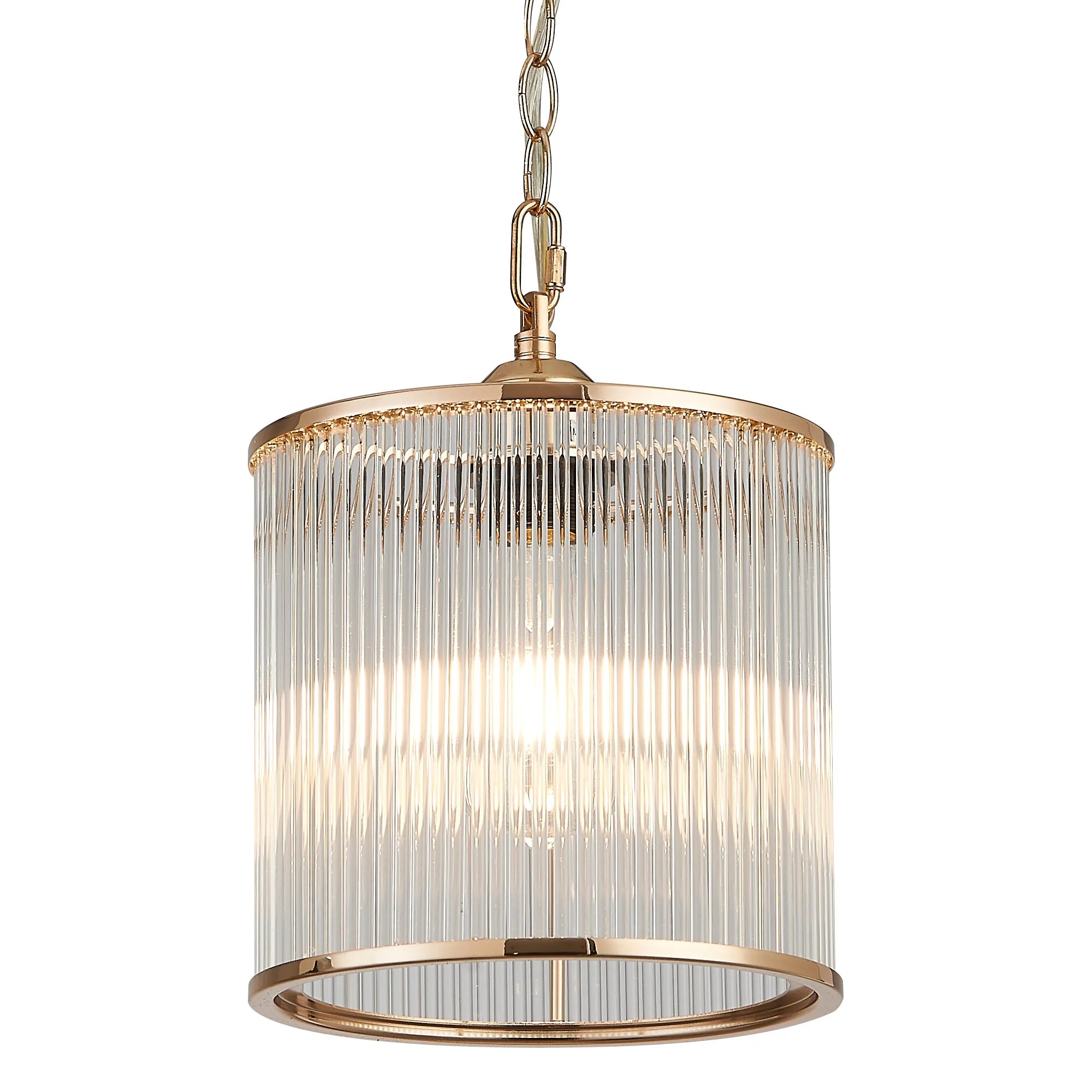 Eden Chain Single Pendant With Glass Rod Shade, 1 x E27- Various Finishes