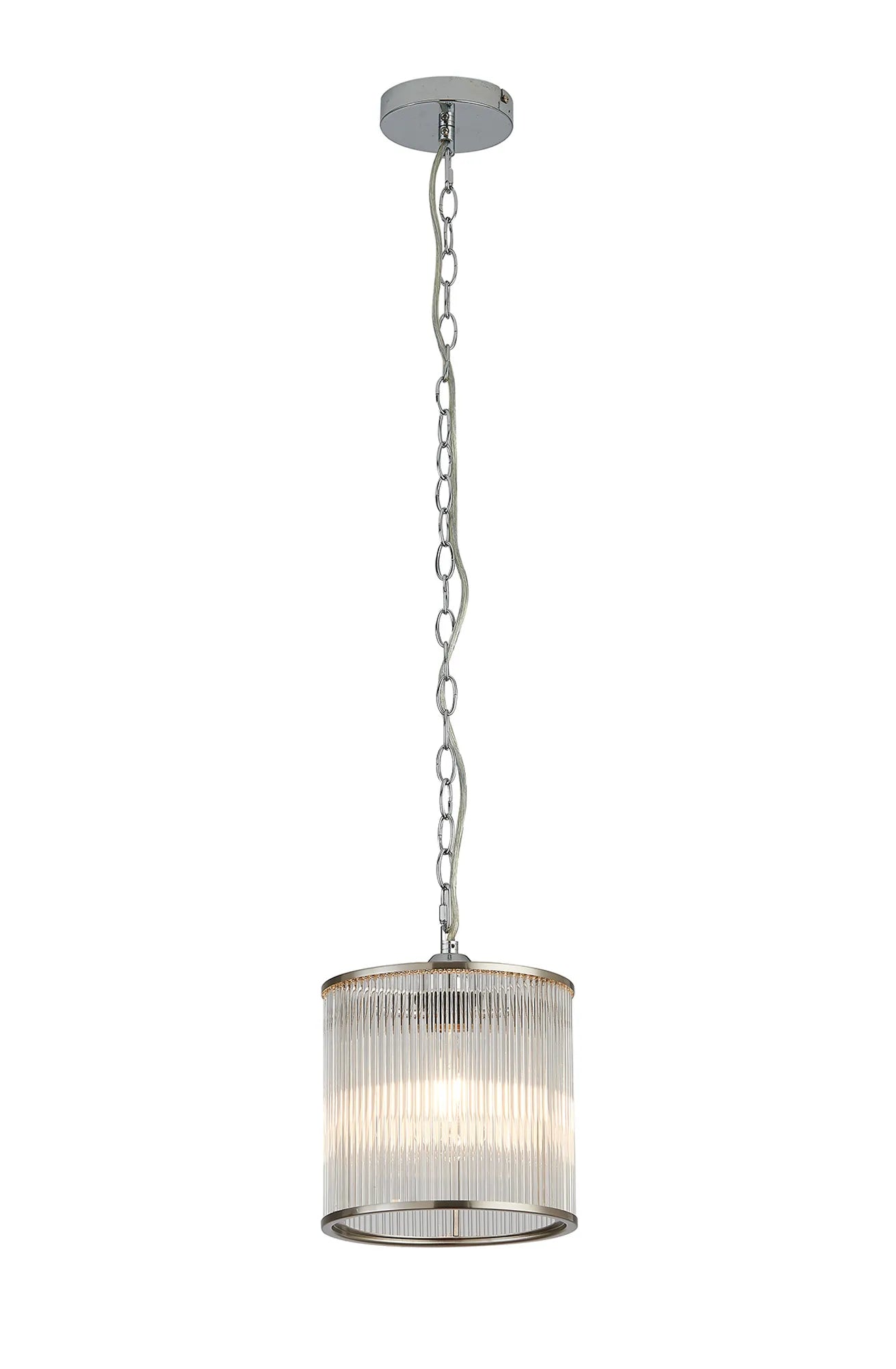 Eden Chain Single Pendant With Glass Rod Shade, 1 x E27- Various Finishes