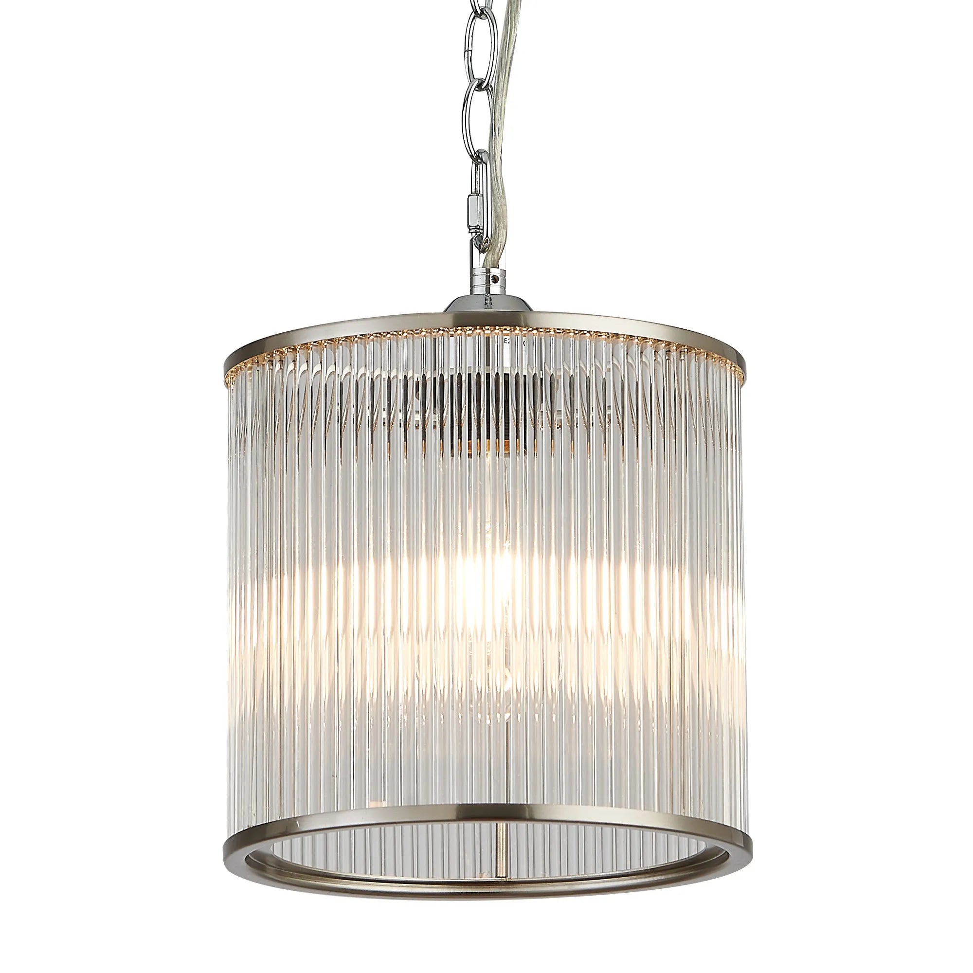 Eden Chain Single Pendant With Glass Rod Shade, 1 x E27- Various Finishes