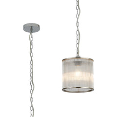 Eden Chain Single Pendant With Glass Rod Shade, 1 x E27- Various Finishes