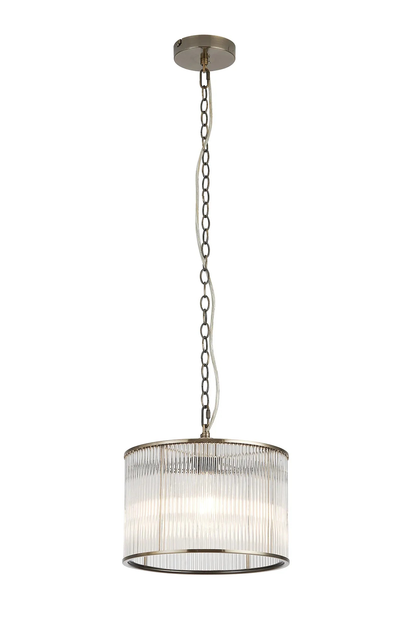 Eden Chain Single Pendant With Glass Rod Shade, 1 x E27- Various Finishes