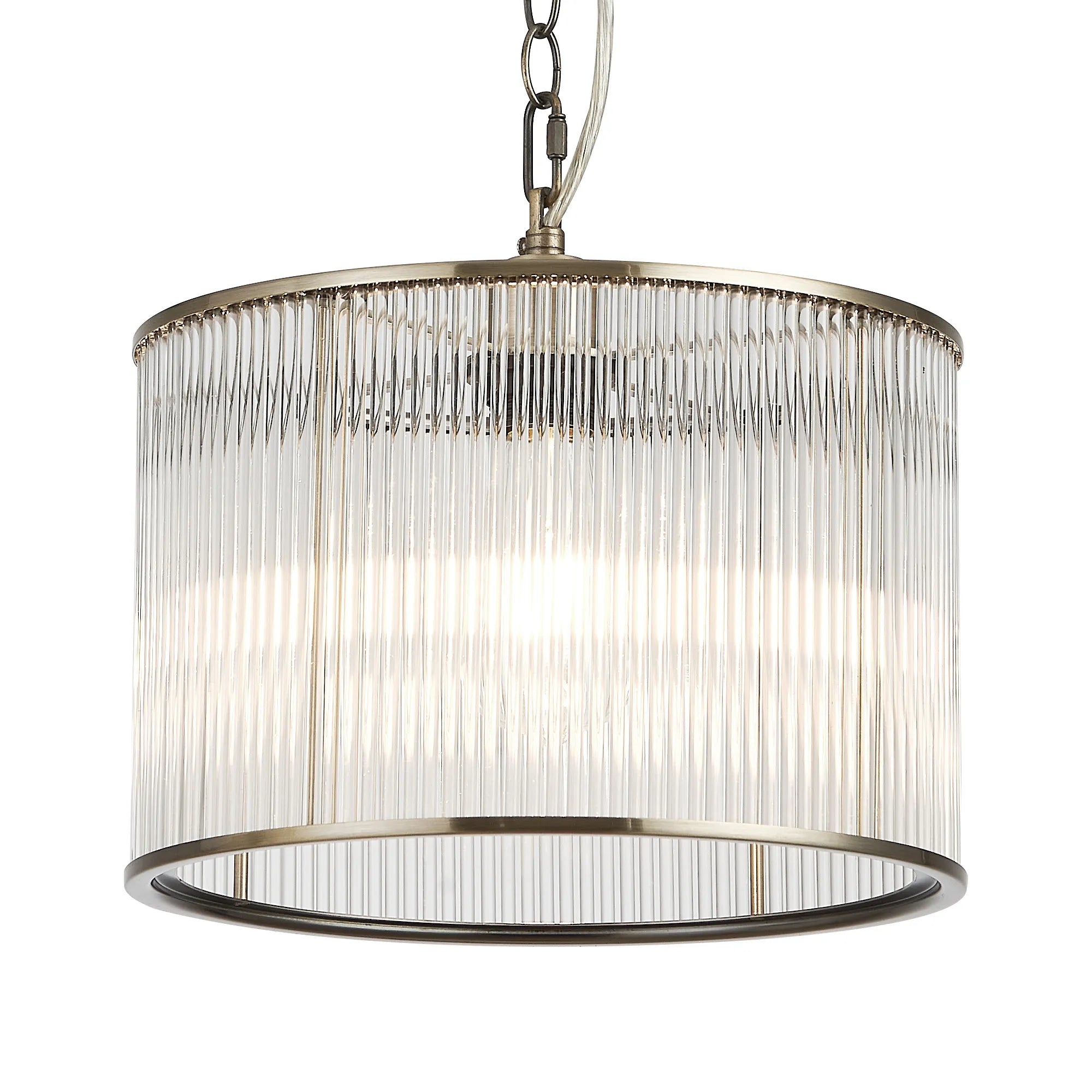 Eden Chain Single Pendant With Glass Rod Shade, 1 x E27- Various Finishes