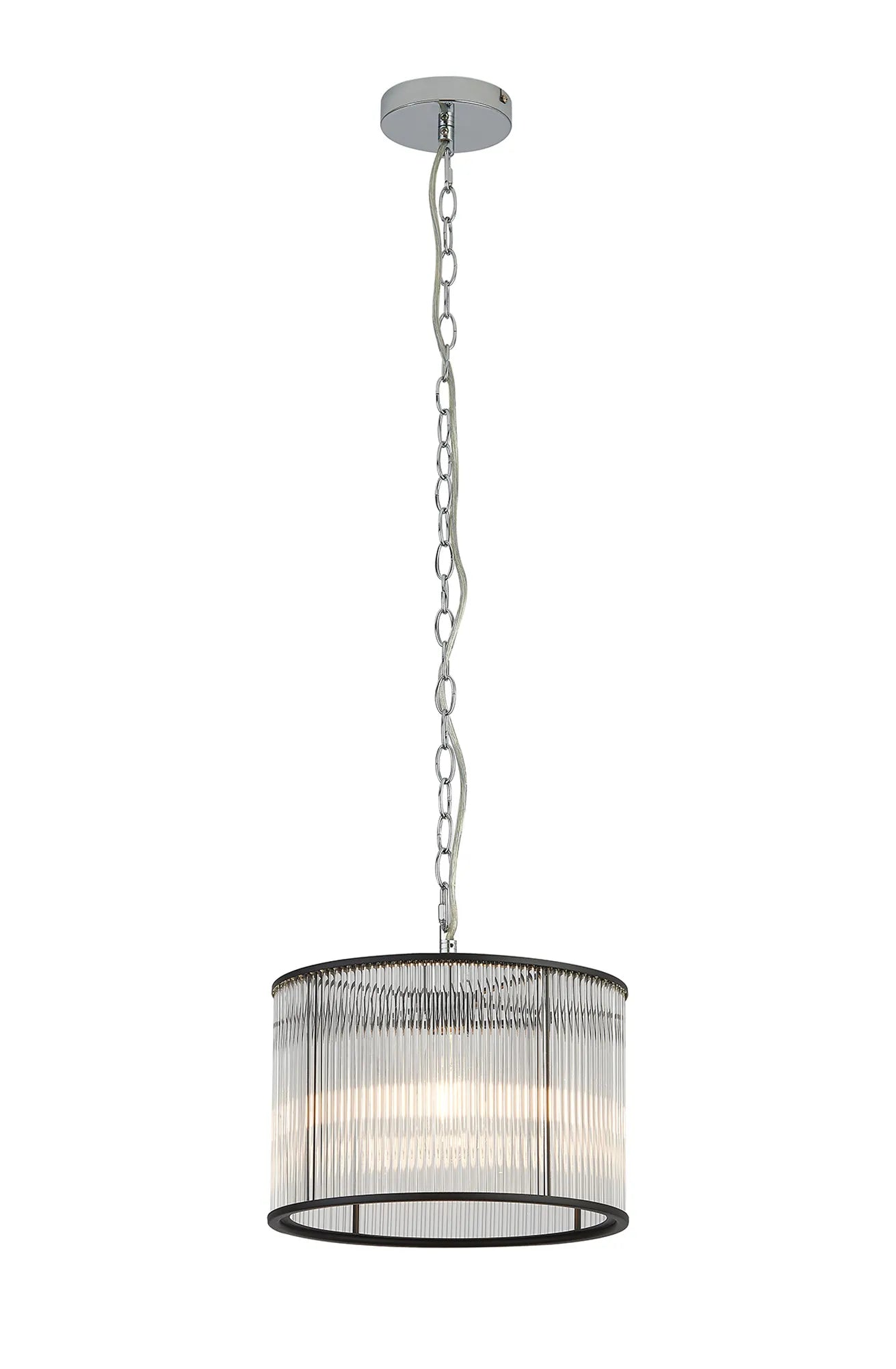 Eden Chain Single Pendant With Glass Rod Shade, 1 x E27- Various Finishes
