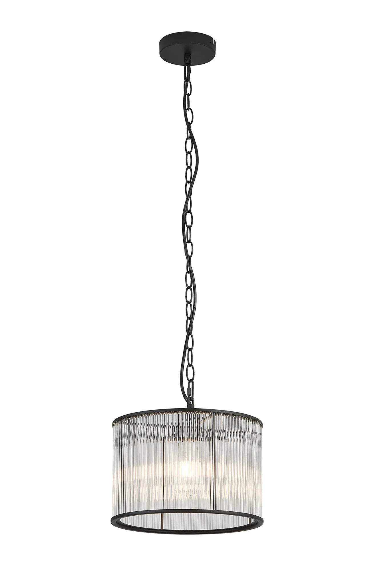 Eden Chain Single Pendant With Glass Rod Shade, 1 x E27- Various Finishes