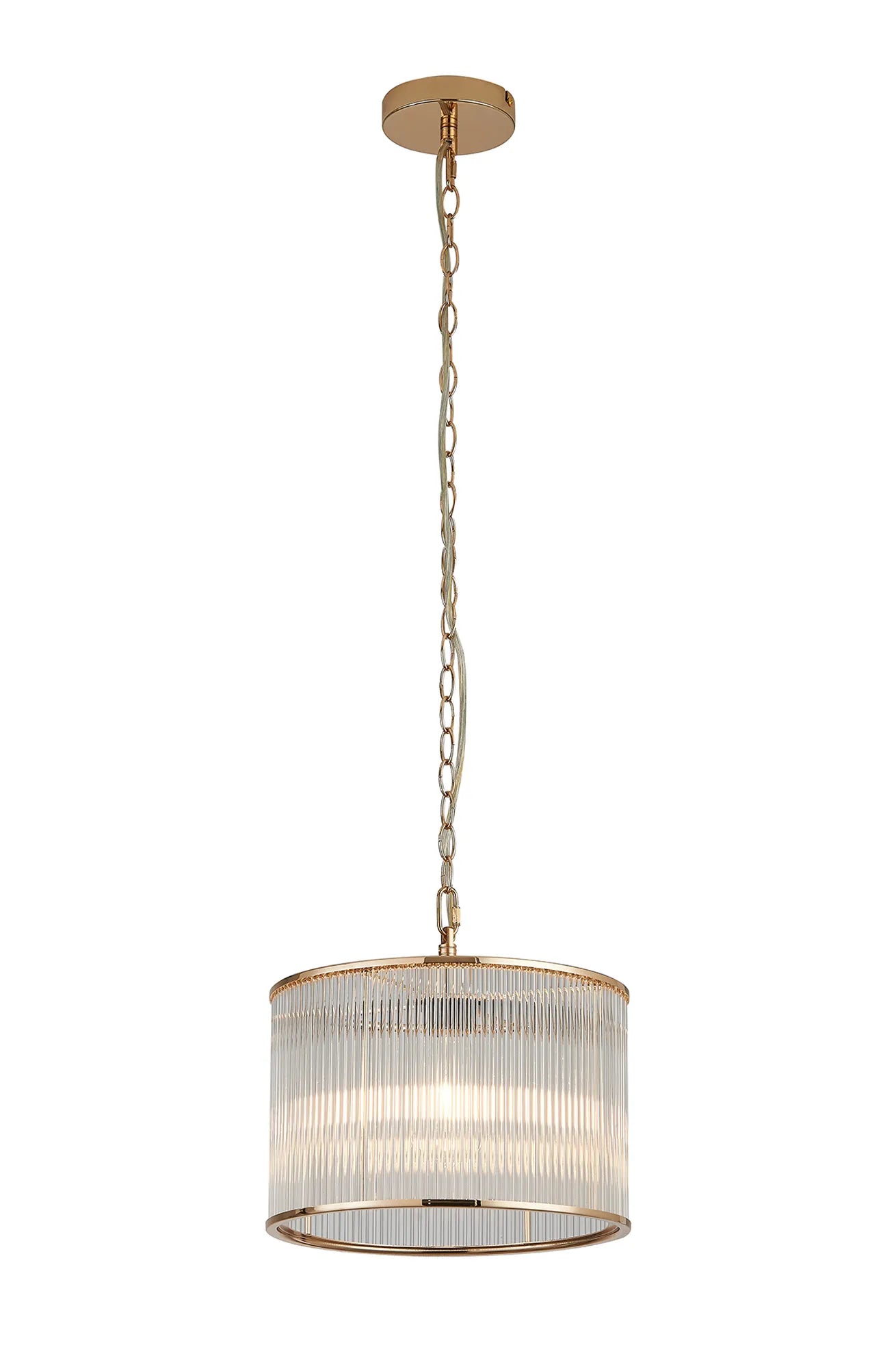 Eden Chain Single Pendant With Glass Rod Shade, 1 x E27- Various Finishes