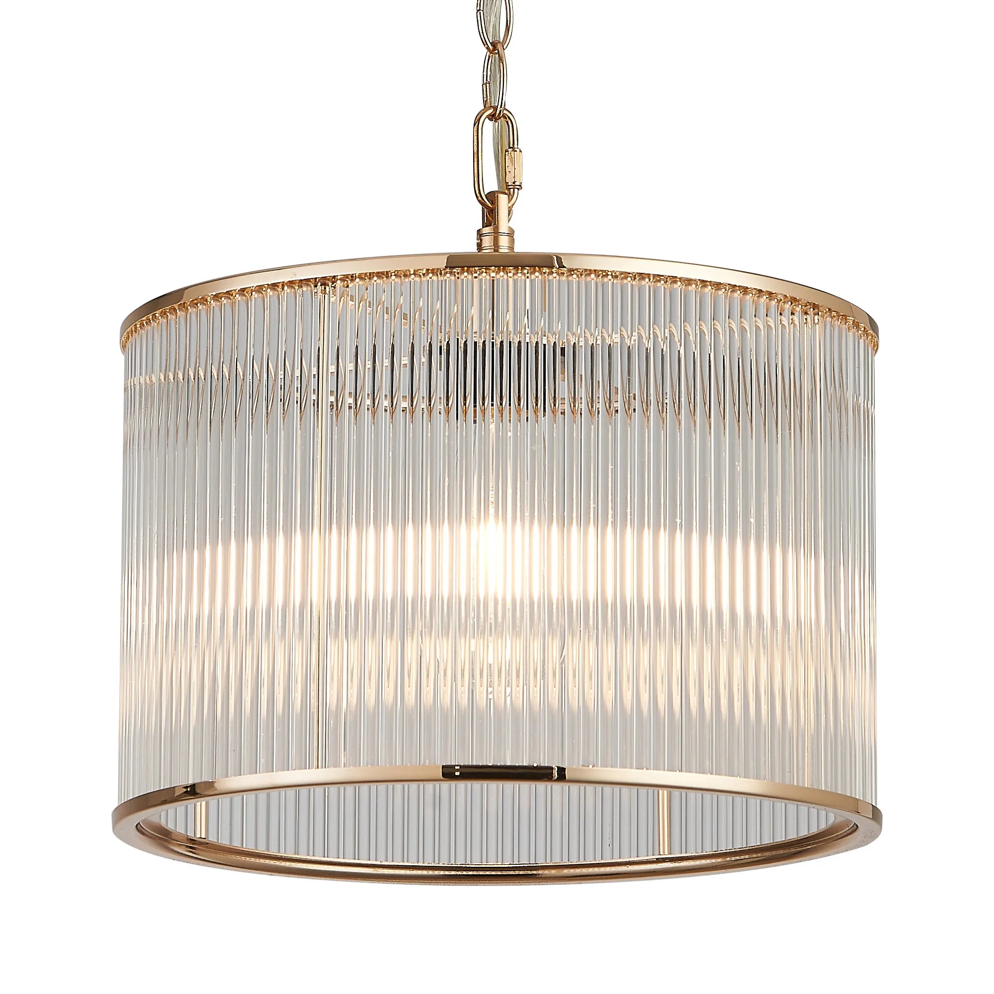 Eden Chain Single Pendant With Glass Rod Shade, 1 x E27- Various Finishes
