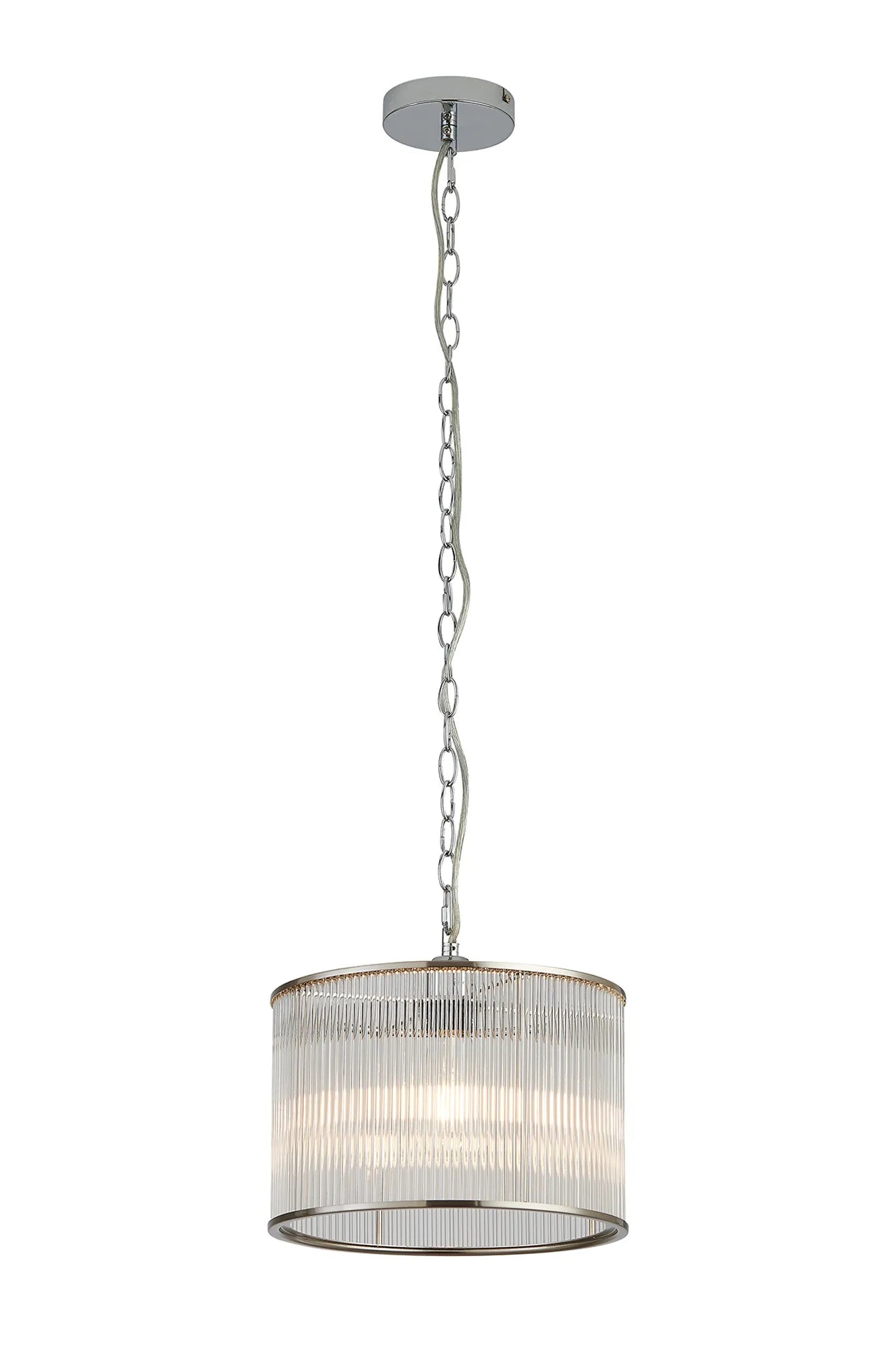 Eden Chain Single Pendant With Glass Rod Shade, 1 x E27- Various Finishes