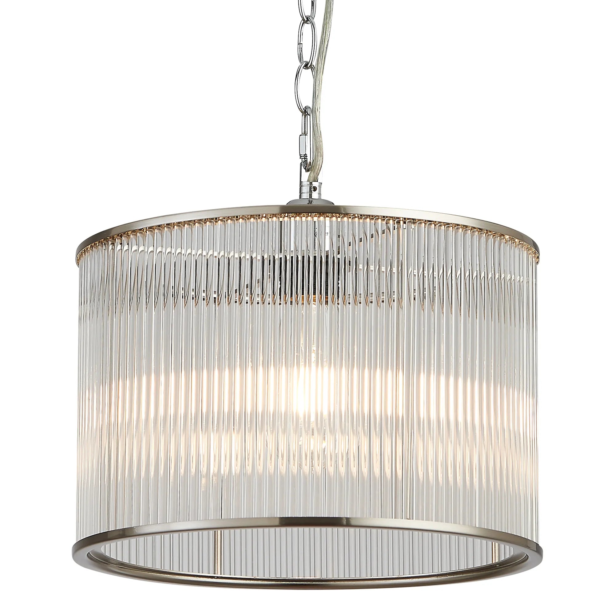 Eden Chain Single Pendant With Glass Rod Shade, 1 x E27- Various Finishes