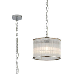 Eden Chain Single Pendant With Glass Rod Shade, 1 x E27- Various Finishes