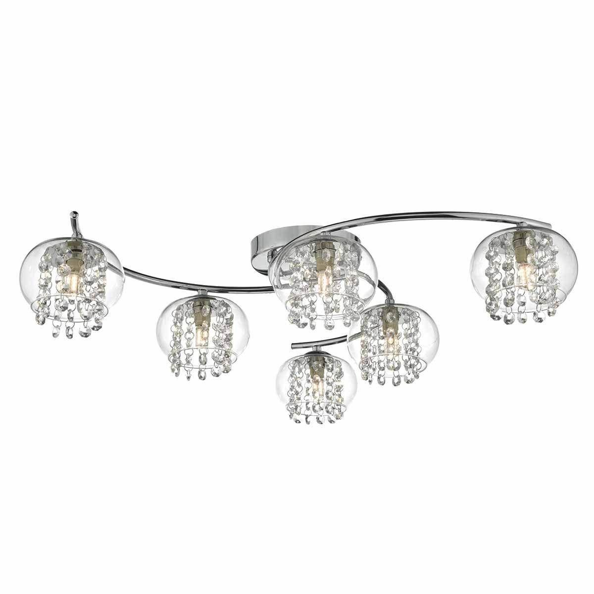 Dar Elma 6lt Semi Flush Polished Chrome & Glass - Cusack Lighting