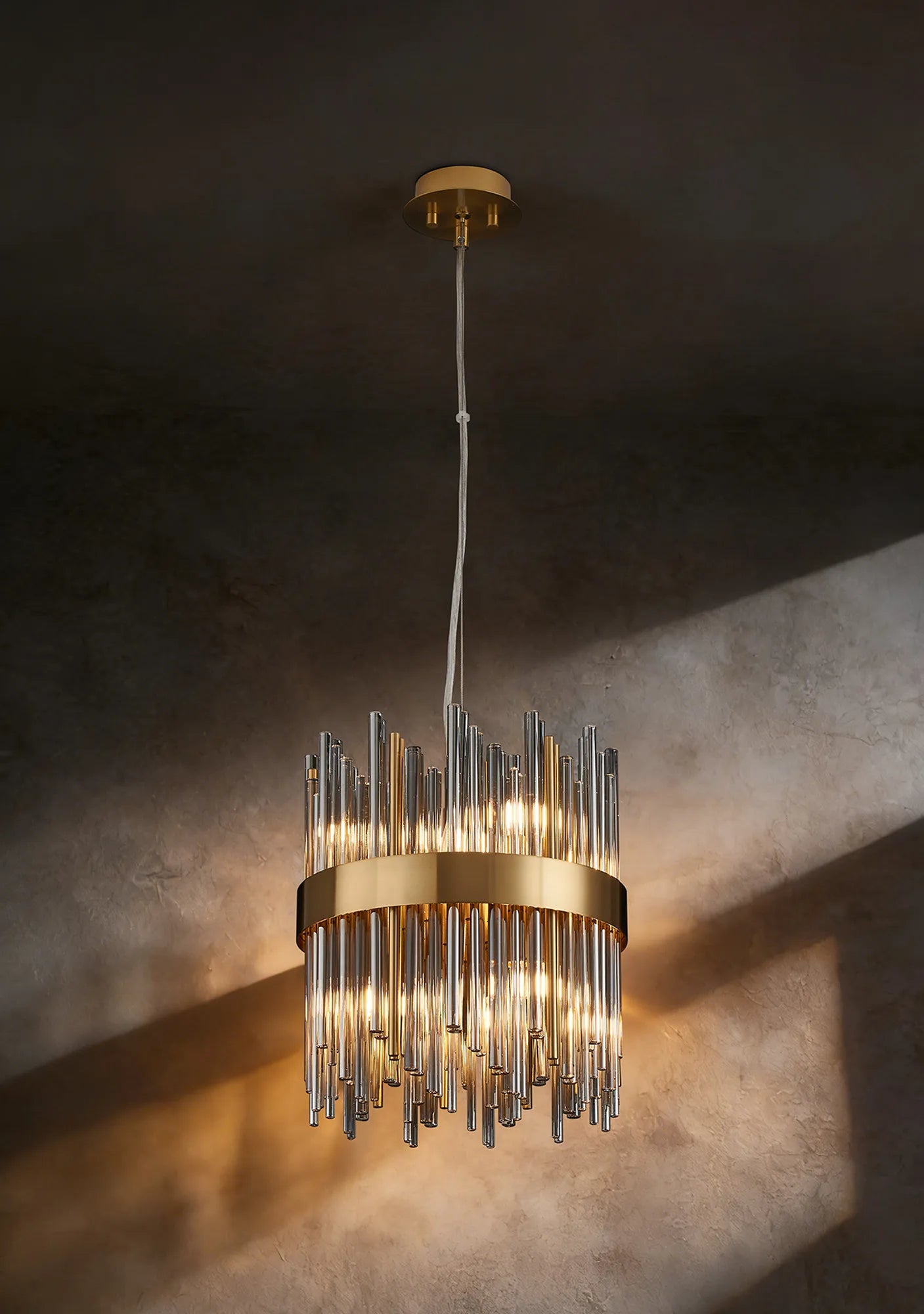 Erin 9/12Lt Glass Rod Pendant Round- Various Finishes