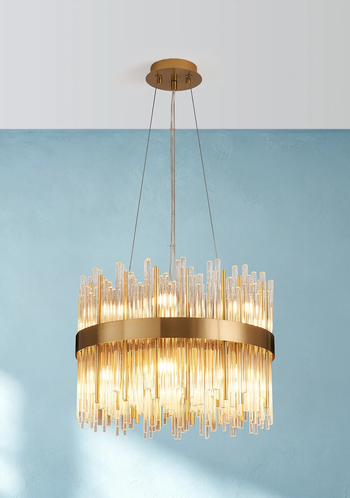 Erin 9/12Lt Glass Rod Pendant Round- Various Finishes