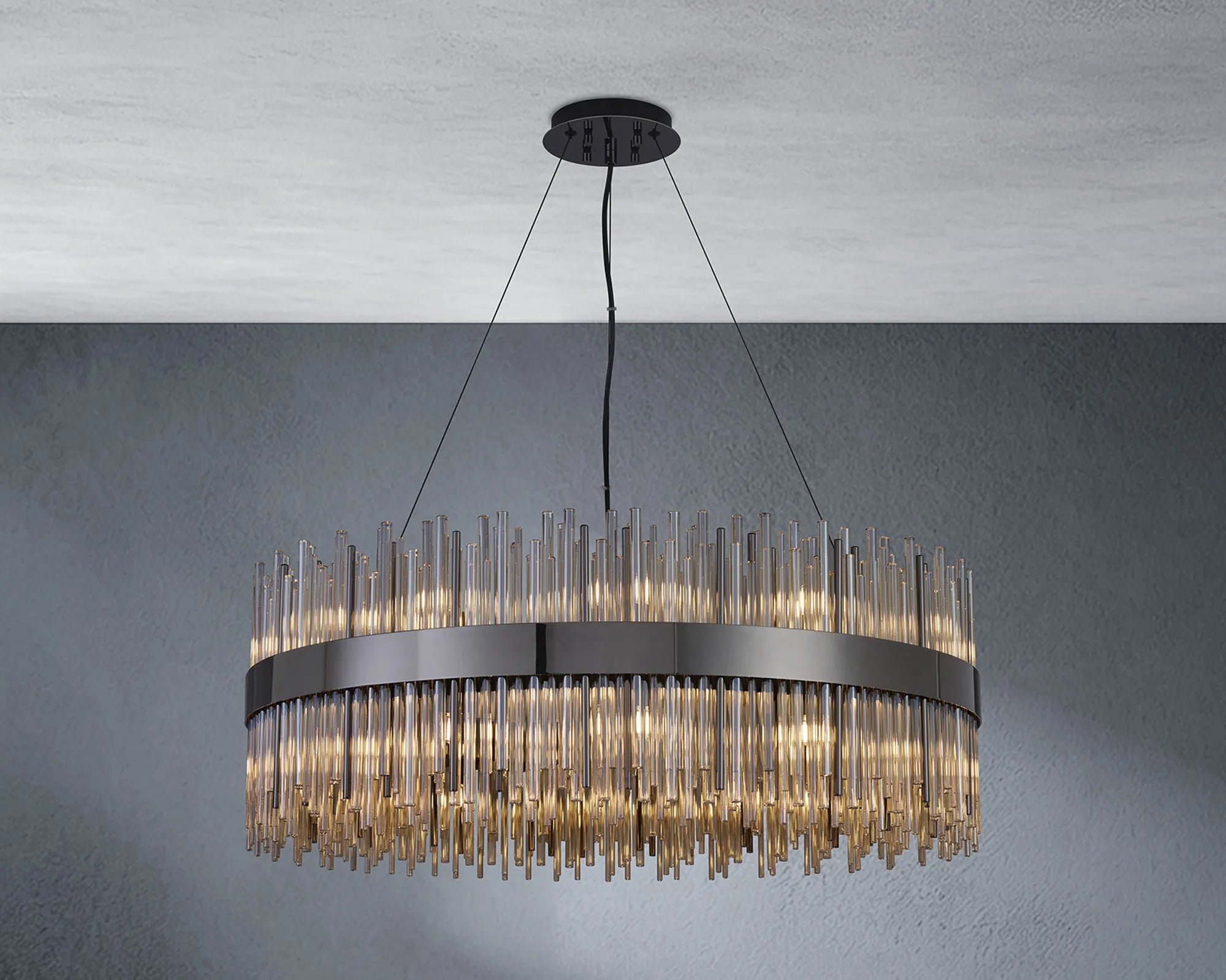 Erin 24/30Lt Glass Rod Pendant Round- Various Finishes