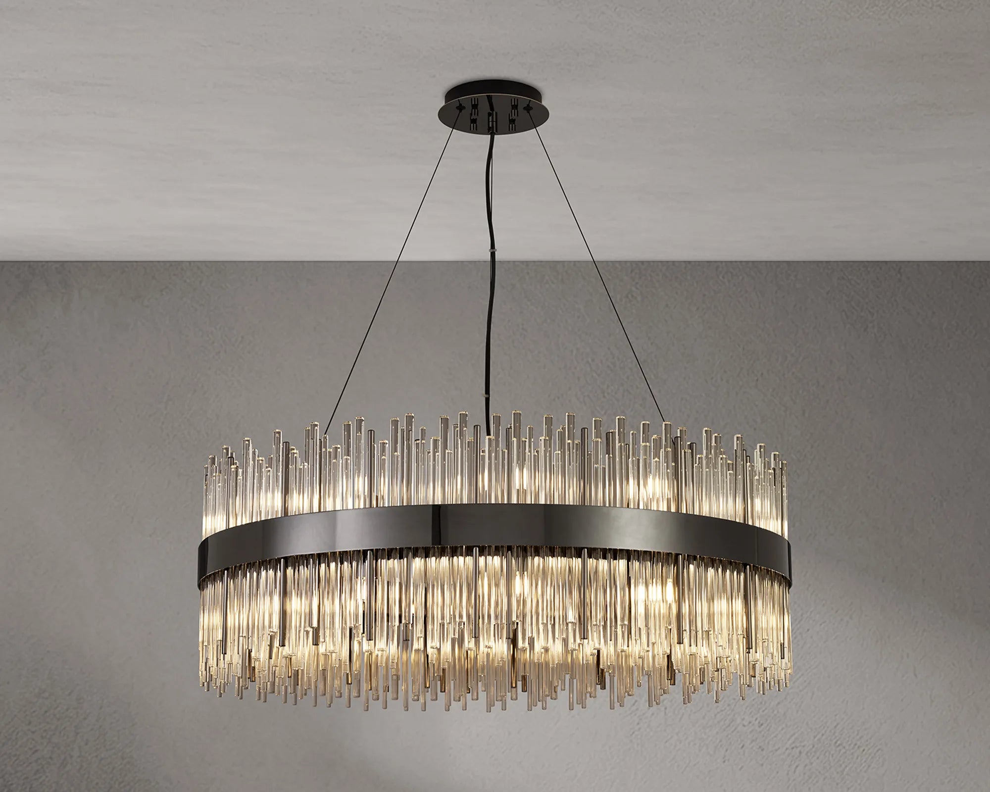 Erin 24/30Lt Glass Rod Pendant Round- Various Finishes