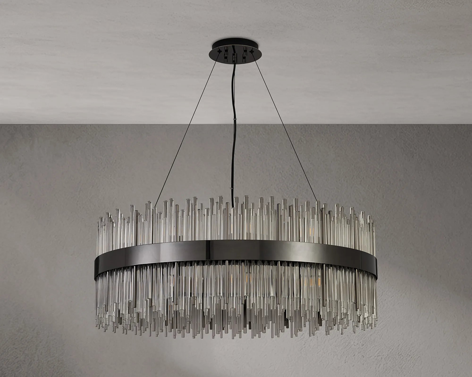 Erin 24/30Lt Glass Rod Pendant Round- Various Finishes