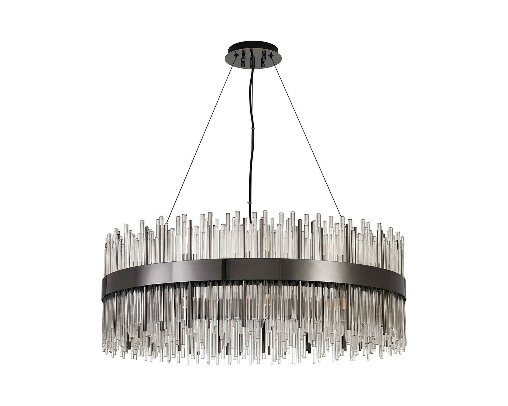 Erin 24/30Lt Glass Rod Pendant Round- Various Finishes