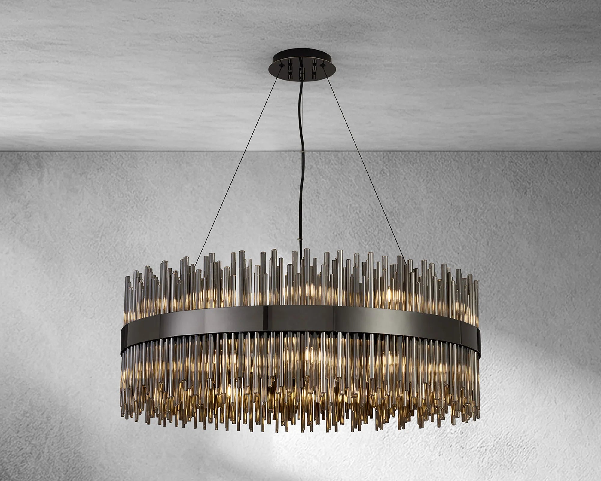 Erin 24/30Lt Glass Rod Pendant Round- Various Finishes