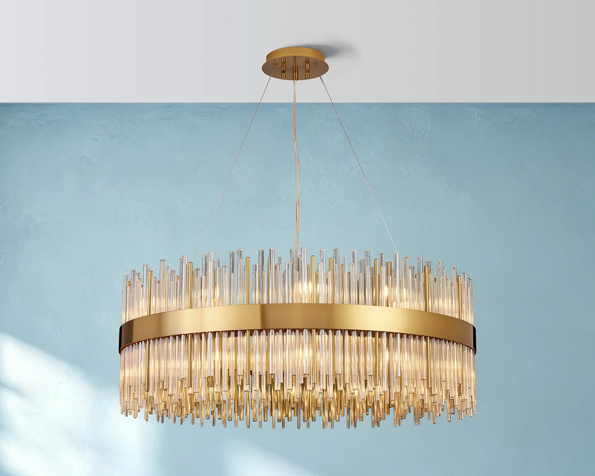 Erin 24/30Lt Glass Rod Pendant Round- Various Finishes