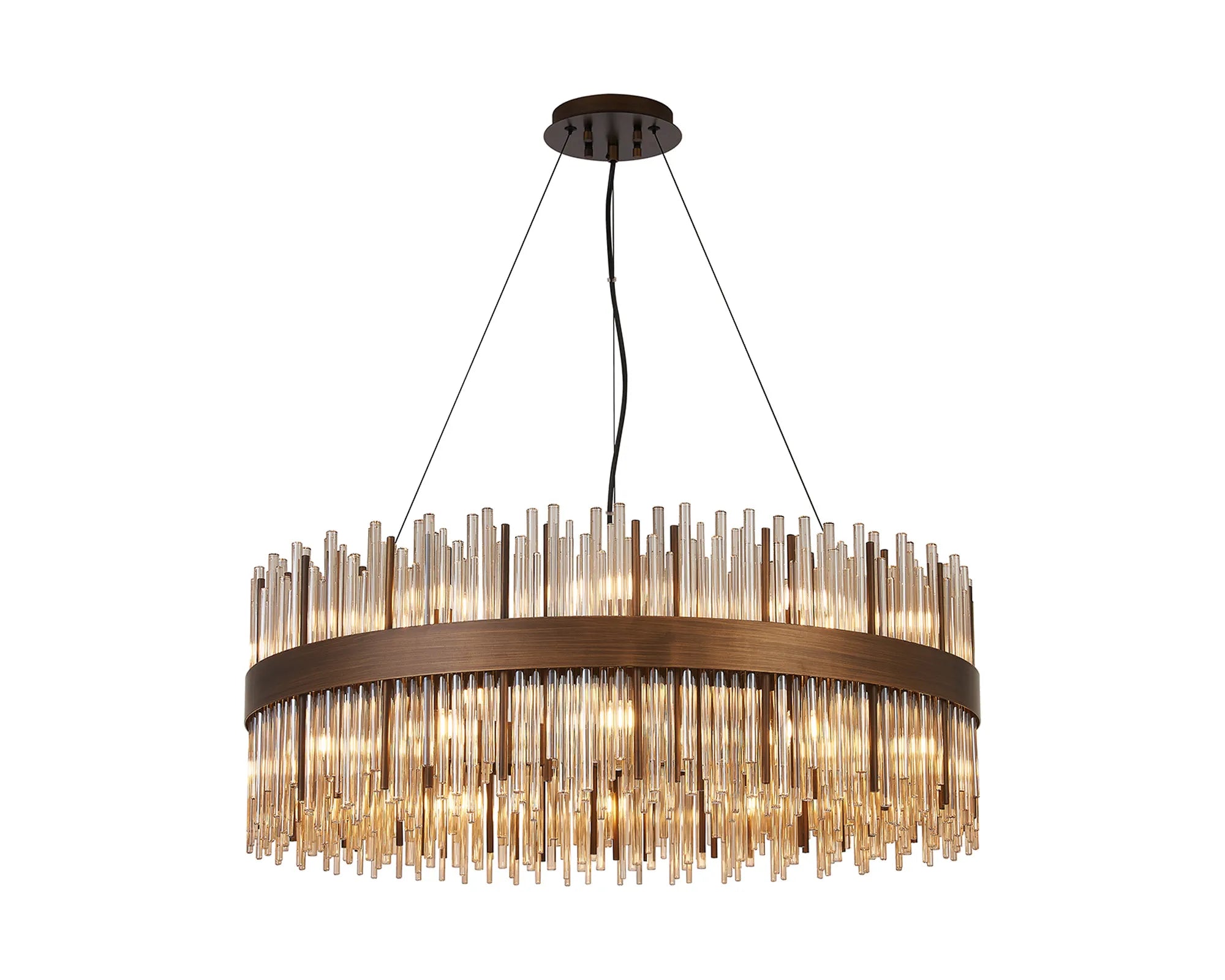 Erin 24/30Lt Glass Rod Pendant Round- Various Finishes