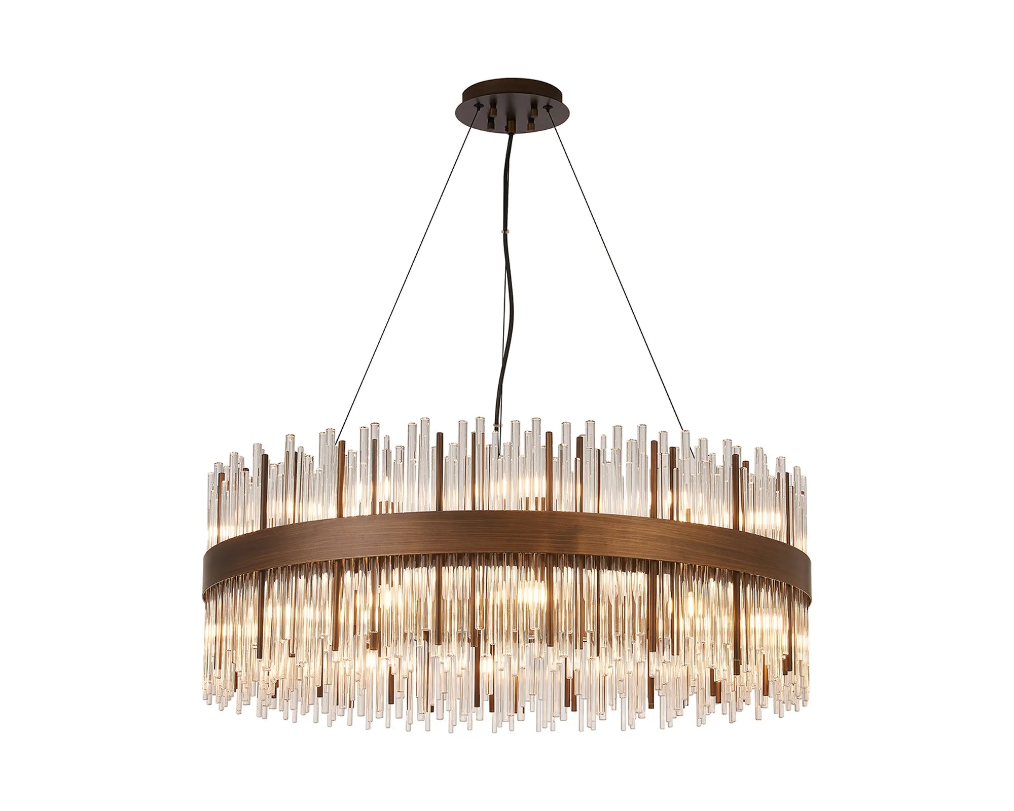 Erin 24/30Lt Glass Rod Pendant Round- Various Finishes
