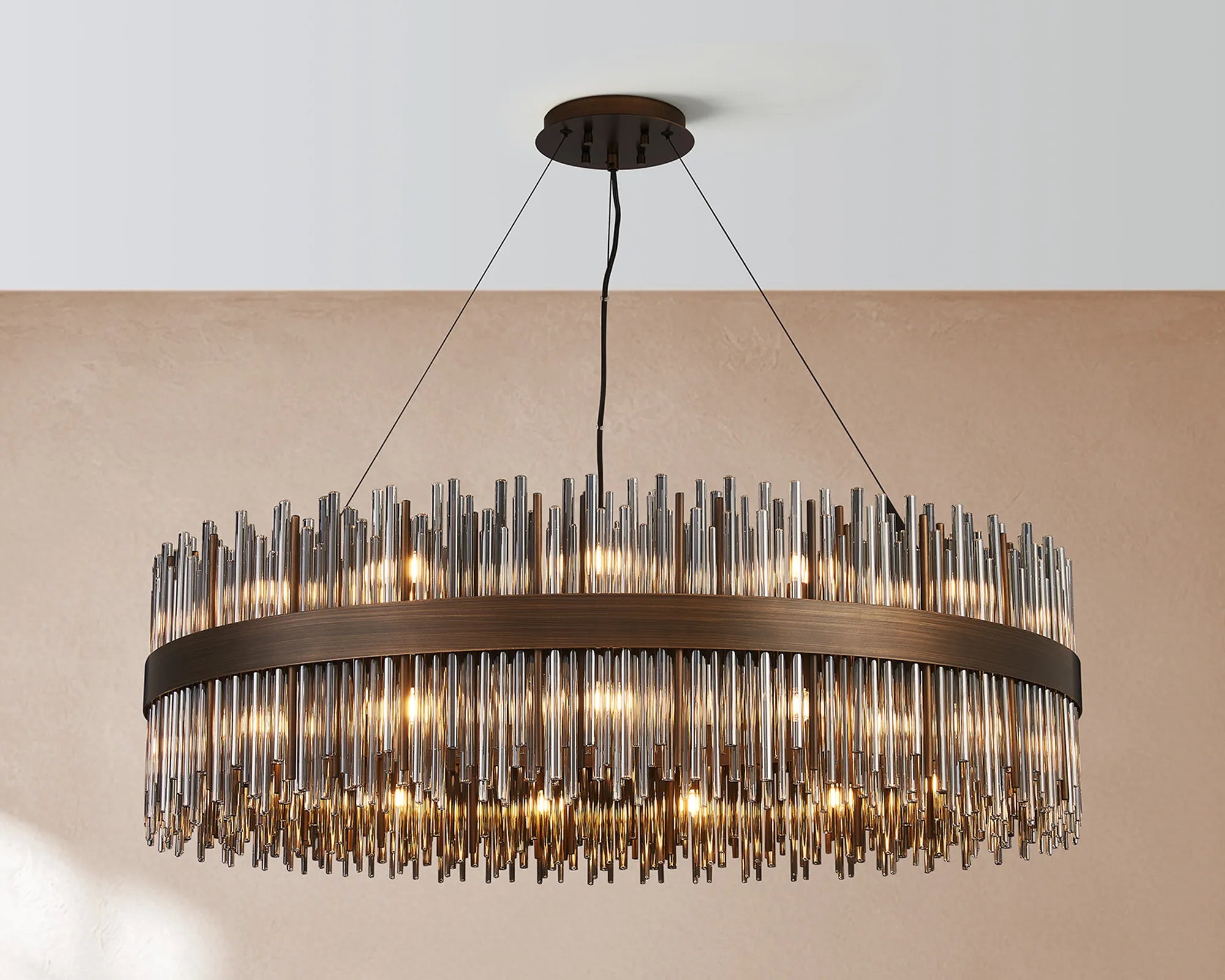 Erin 24/30Lt Glass Rod Pendant Round- Various Finishes