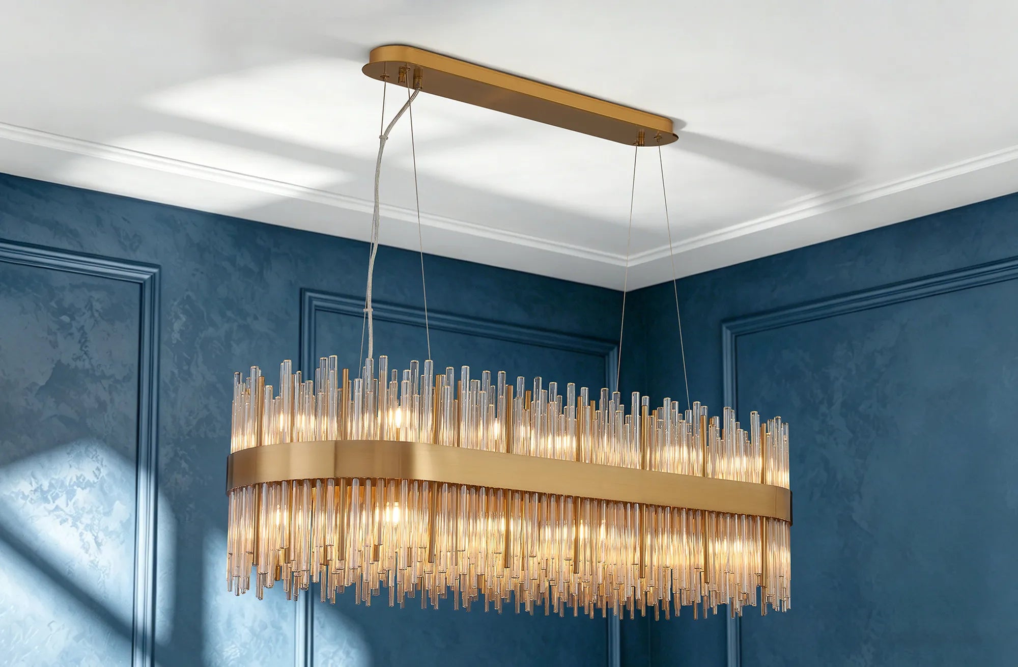 Erin 24/36Lt Oblong Glass Rod Light- Various Finishes