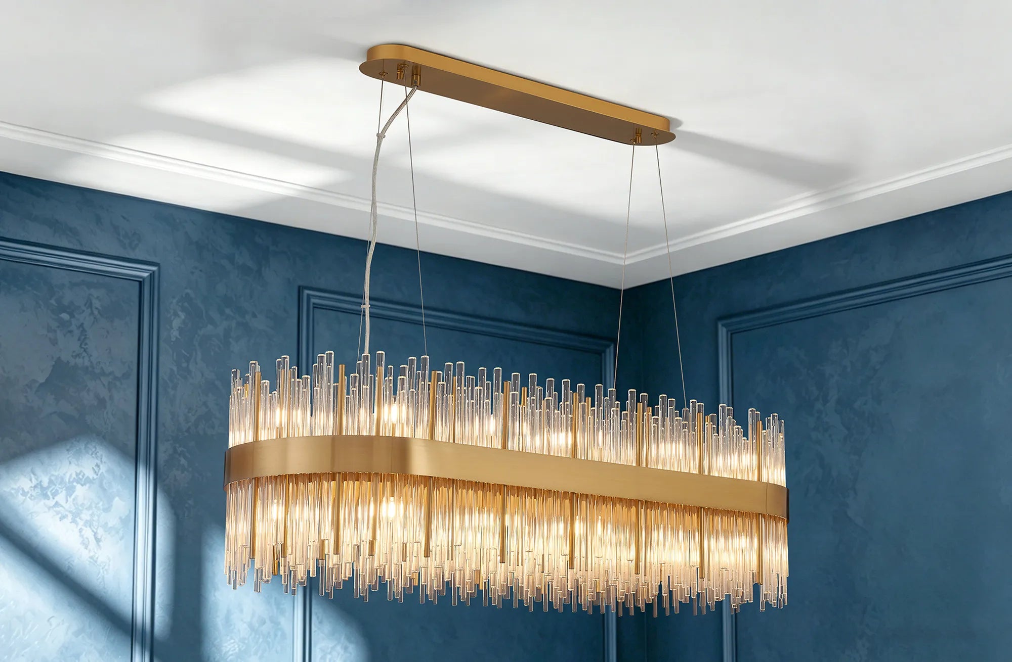 Erin 24/36Lt Oblong Glass Rod Light- Various Finishes