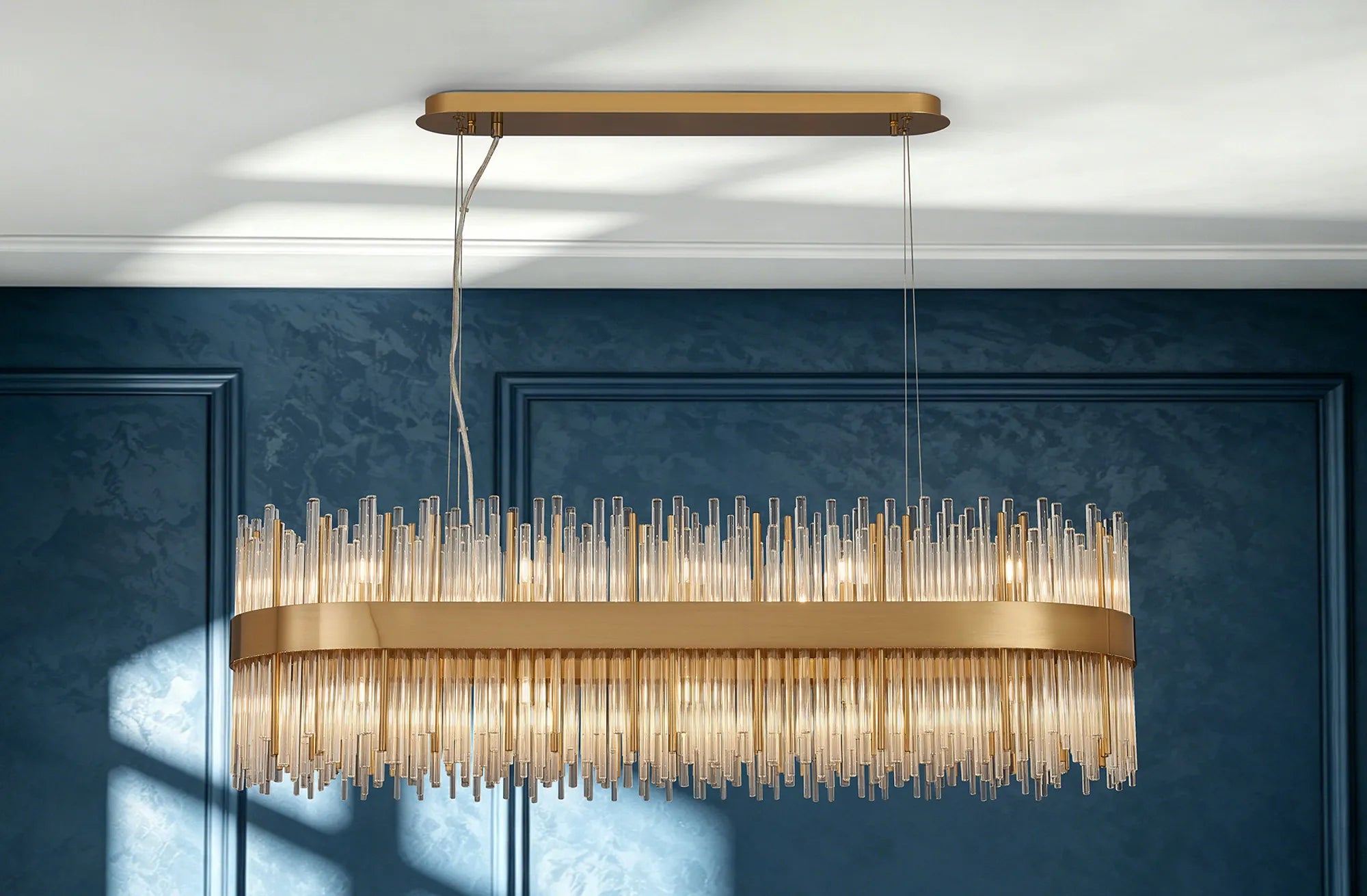 Erin 24/36Lt Oblong Glass Rod Light- Various Finishes