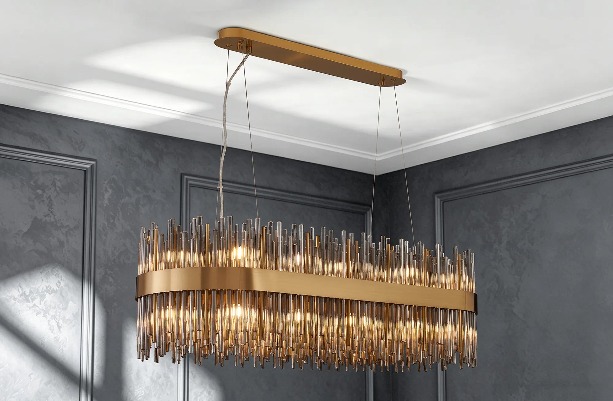 Erin 24/36Lt Oblong Glass Rod Light- Various Finishes