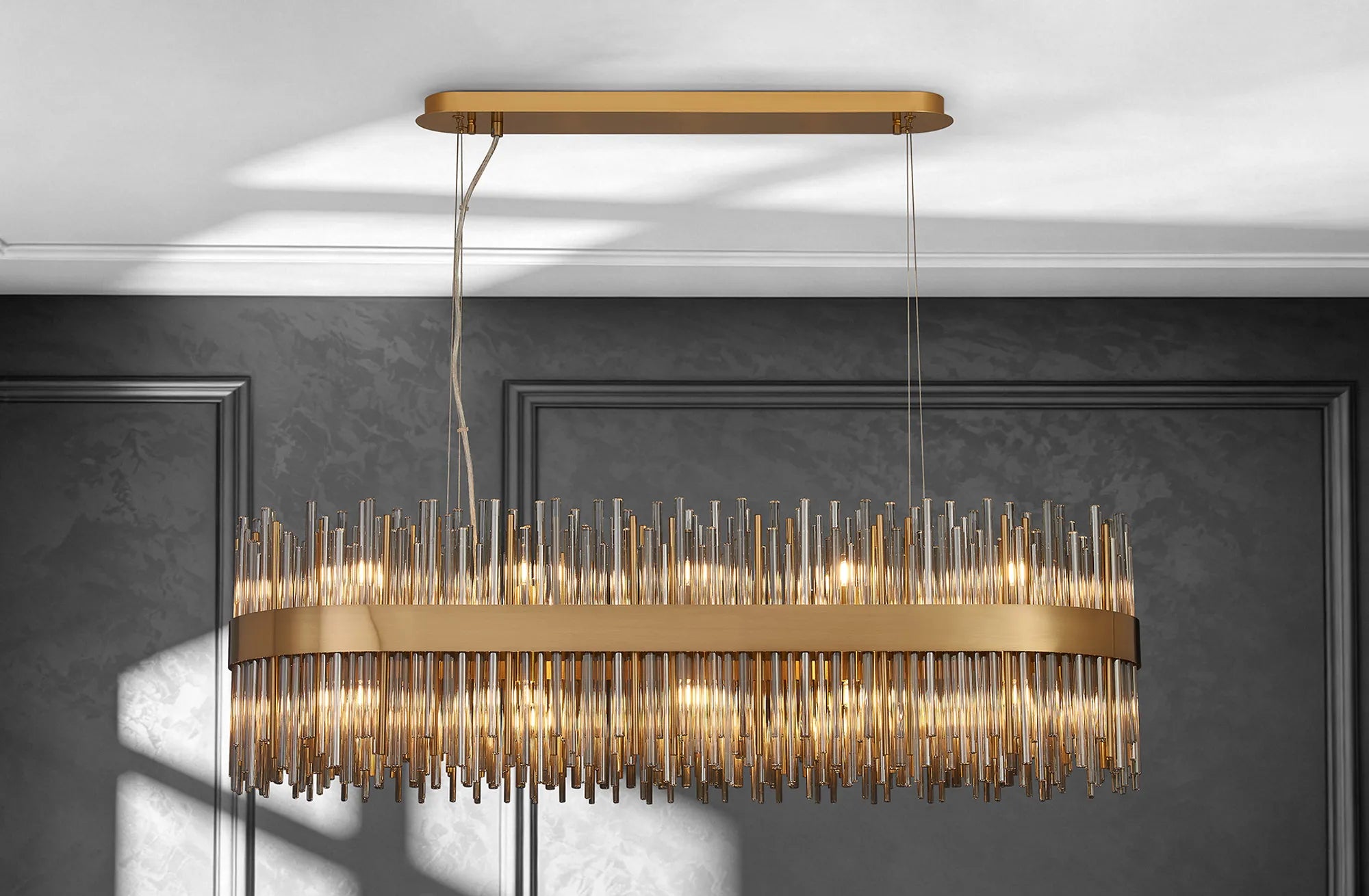 Erin 24/36Lt Oblong Glass Rod Light- Various Finishes