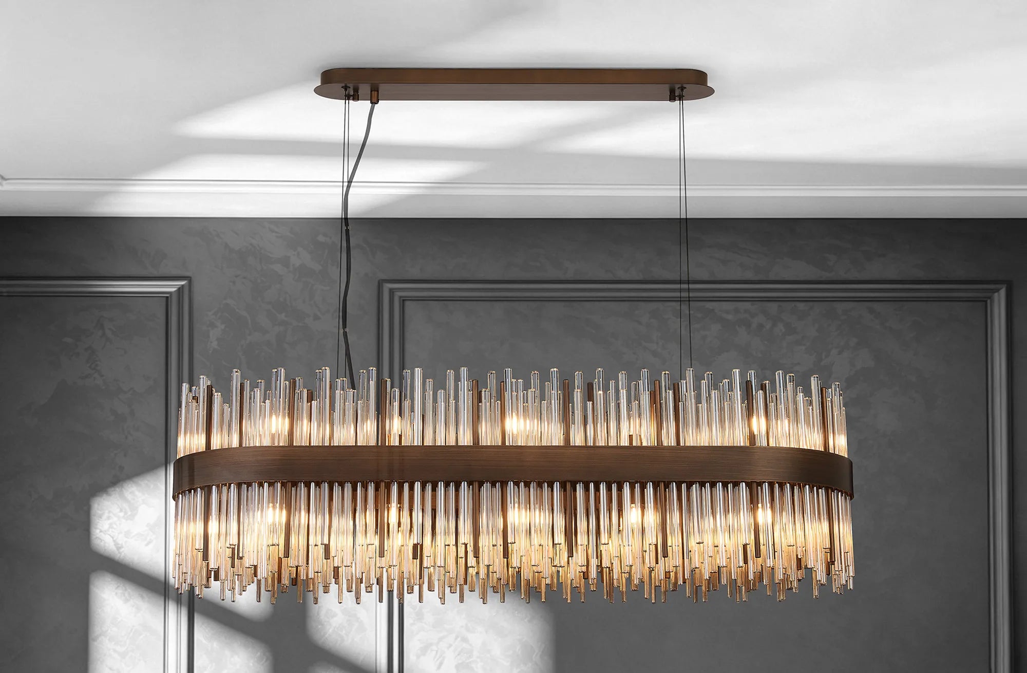 Erin 24/36Lt Oblong Glass Rod Light- Various Finishes