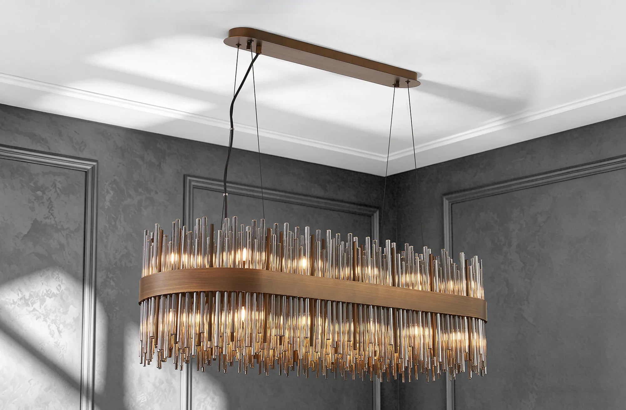 Erin 24/36Lt Oblong Glass Rod Light- Various Finishes