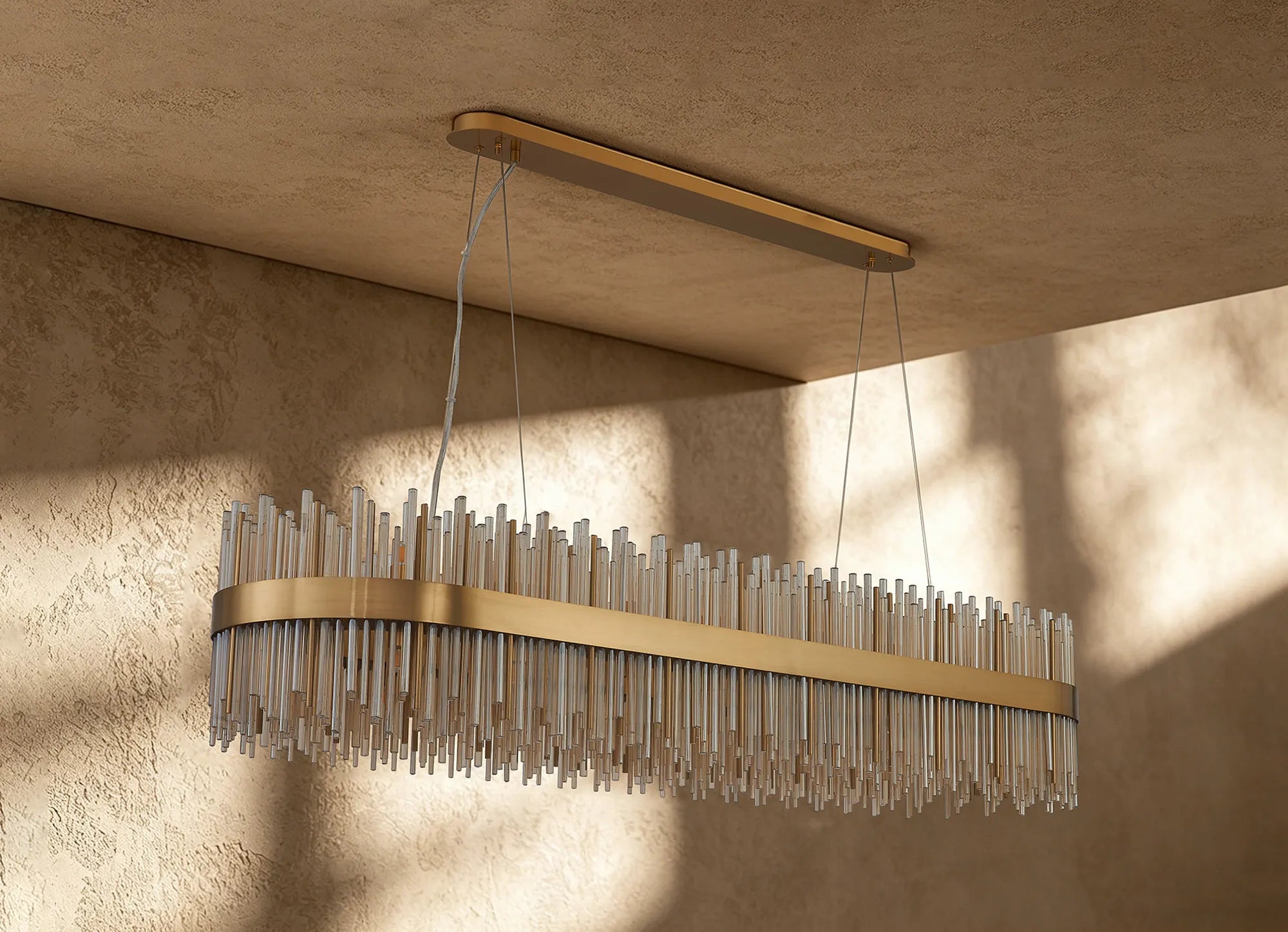 Erin 24/36Lt Oblong Glass Rod Light- Various Finishes