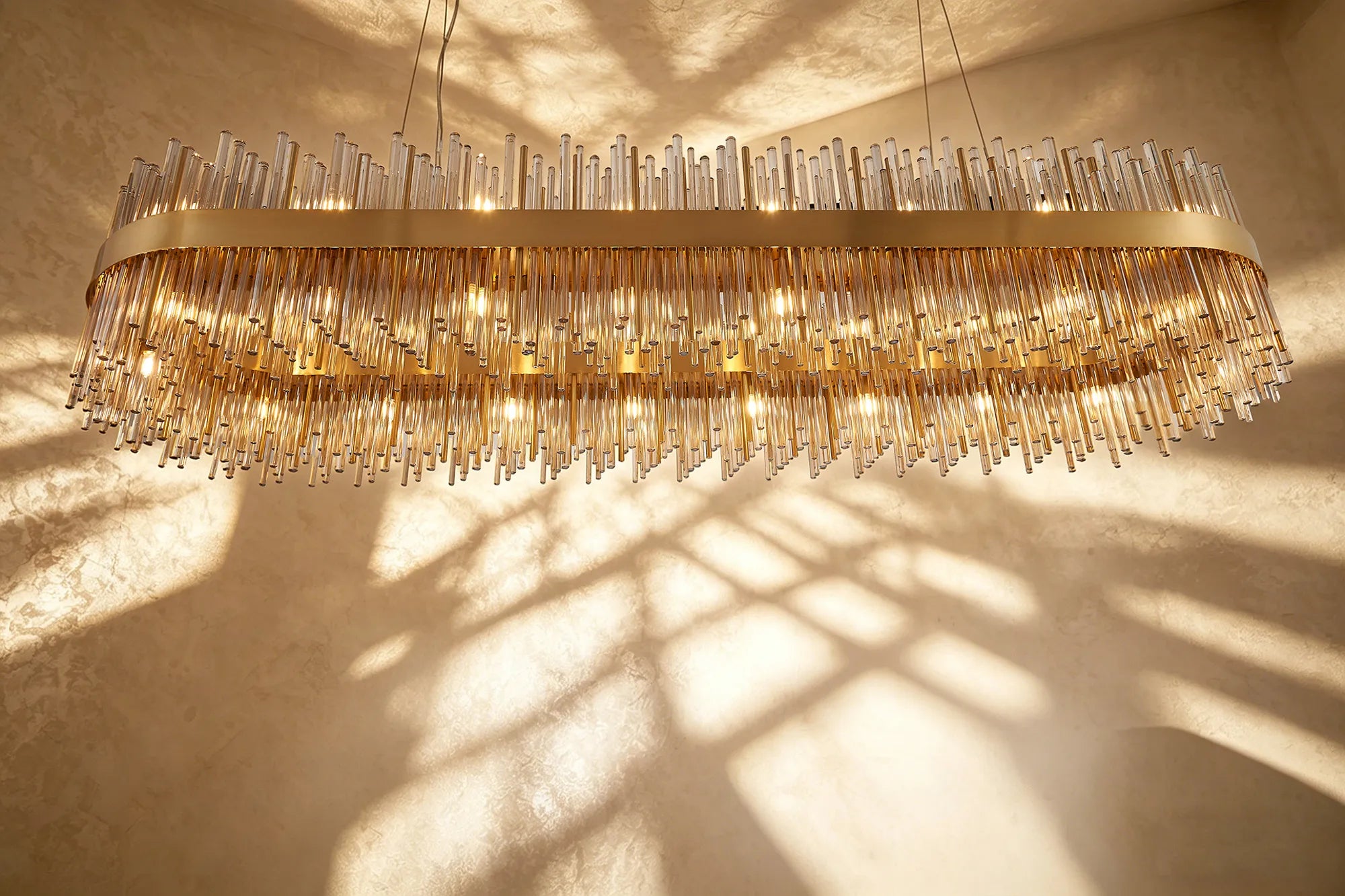 Erin 24/36Lt Oblong Glass Rod Light- Various Finishes