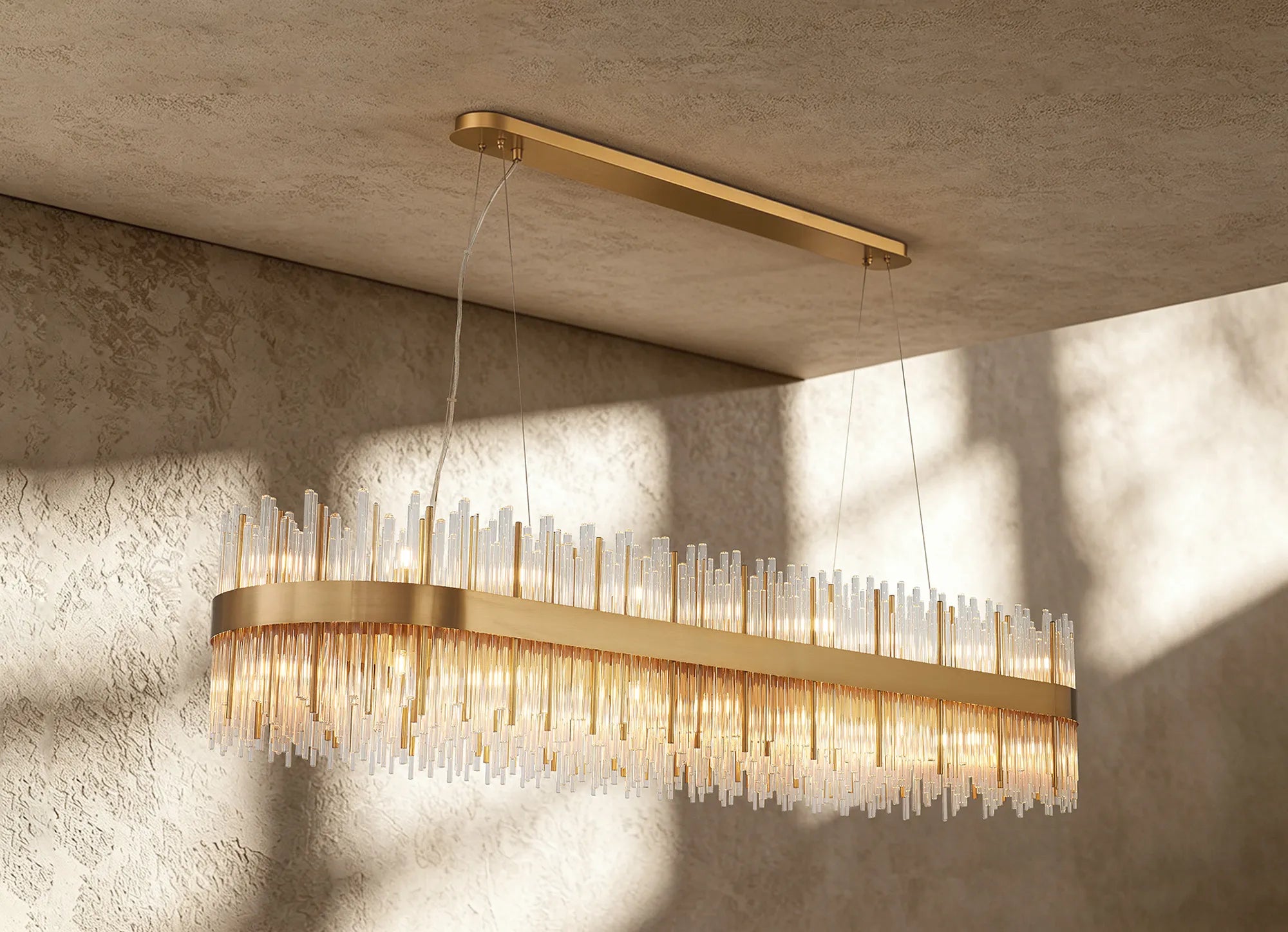 Erin 24/36Lt Oblong Glass Rod Light- Various Finishes