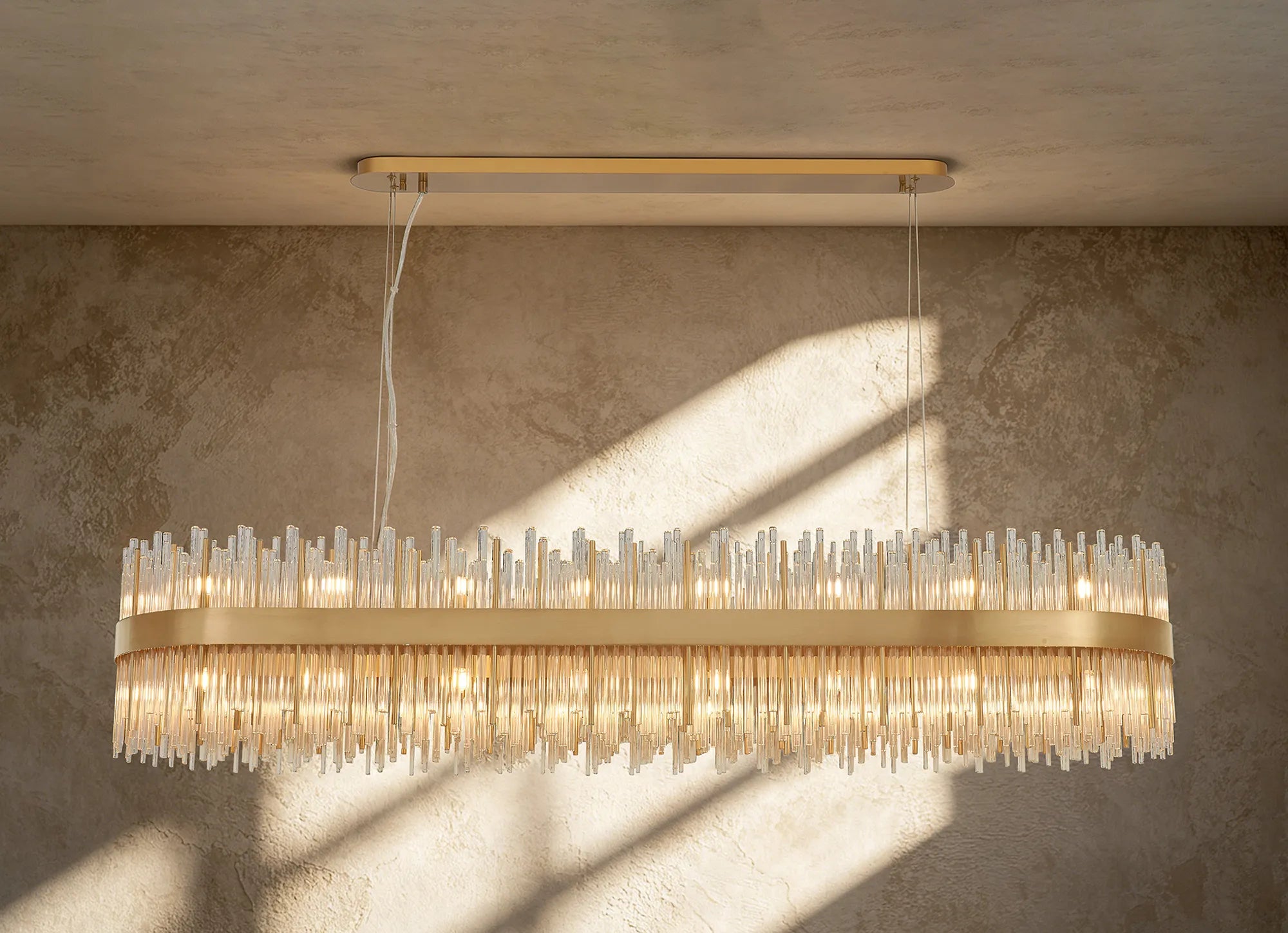 Erin 24/36Lt Oblong Glass Rod Light- Various Finishes